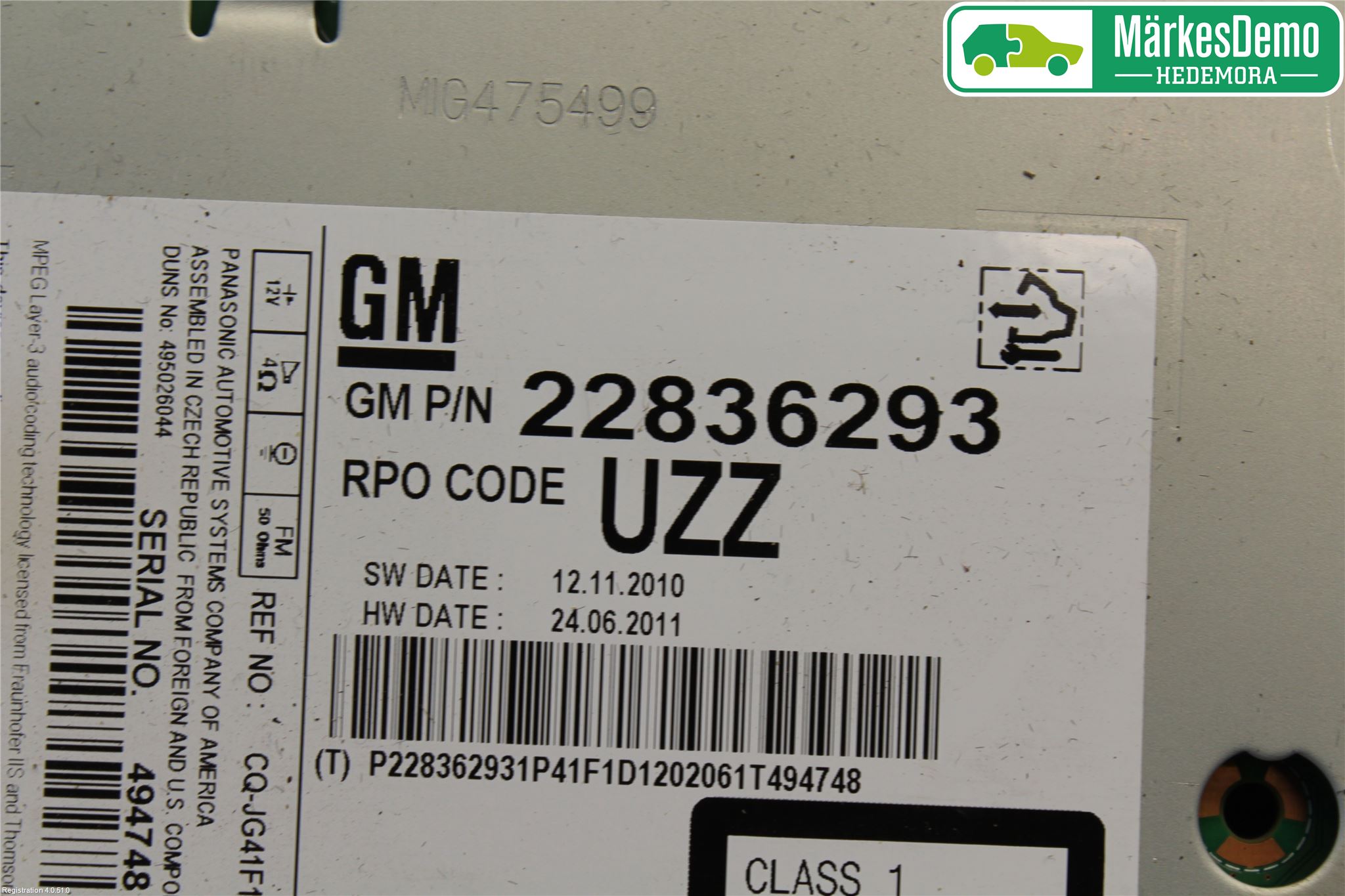 Opel INSIGNIA 09-16 Cd Radio - Multimediapanel