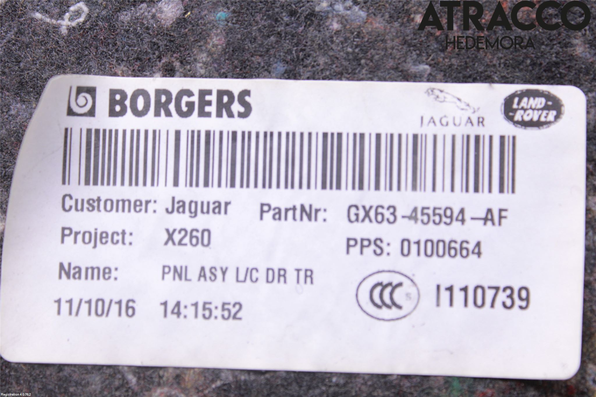 Jaguar XF (X260) 16-24 Inredning Bakluckeklädsel