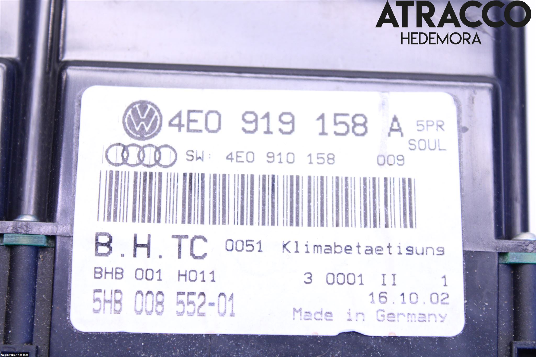 Audi A8/S8 4E  02-09 Ac Styrenhet Ac Manöveren