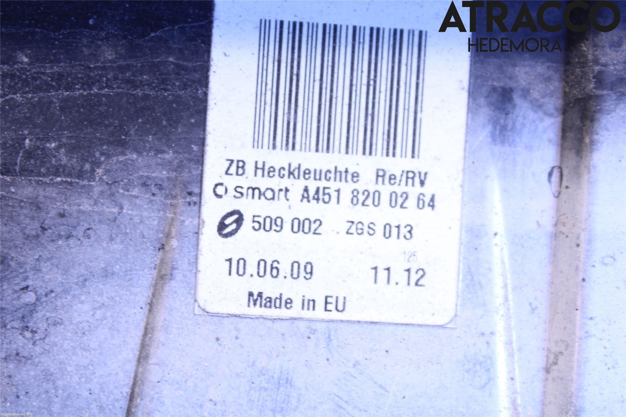 Smart FORTWO II 07-14 Bakljus Höger