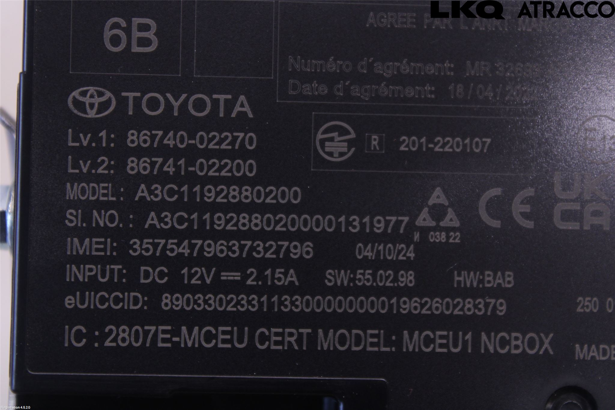 Toyota COROLLA 19- Styrenhet Övrigt