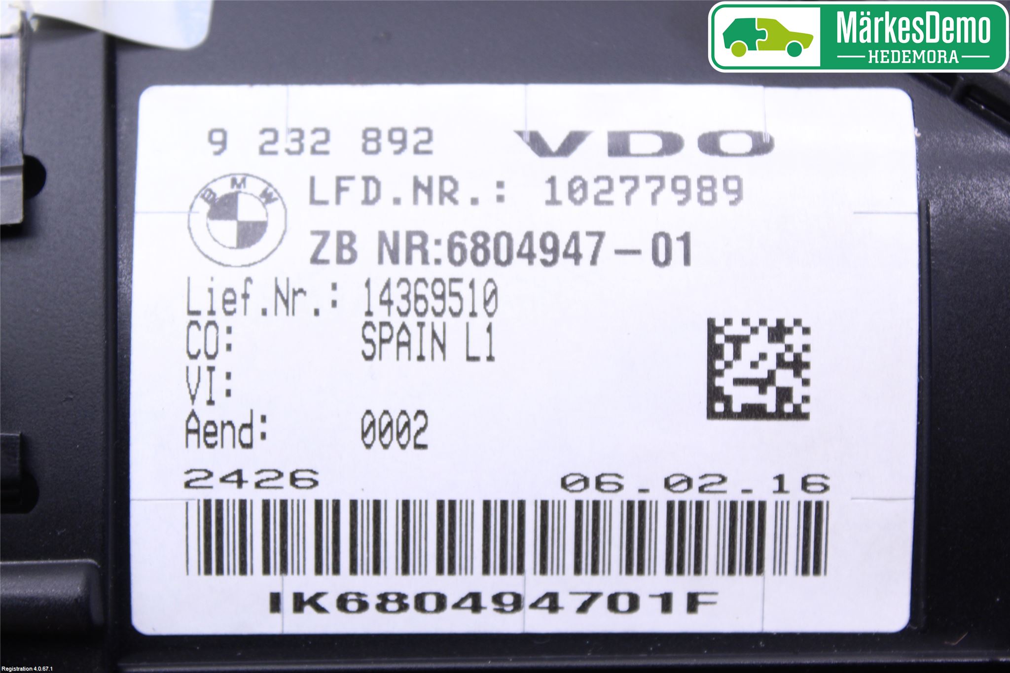 BMW 1 F20/F21 11-19 Instrument Komb
