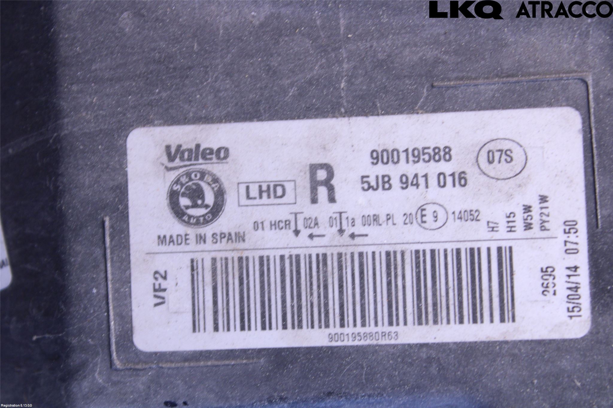 Skoda RAPID Strålkastare Höger