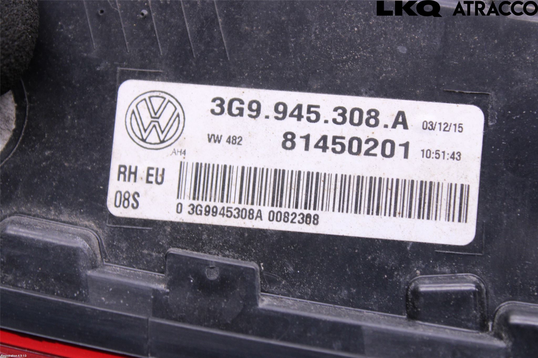 Volkswagen VW PASSAT 15-19 Bakljus Lucka Hö