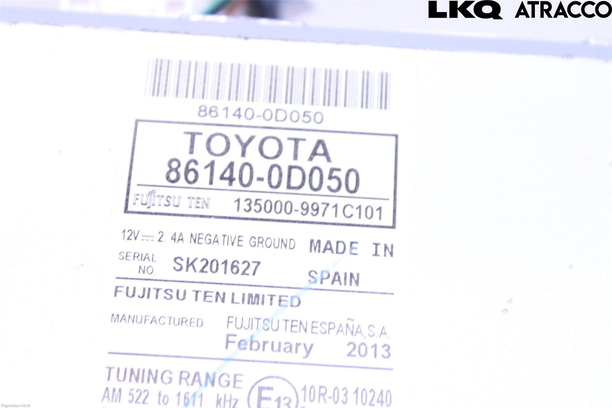 Toyota YARIS XP130 12-14 Cd Radio - Multimediapanel