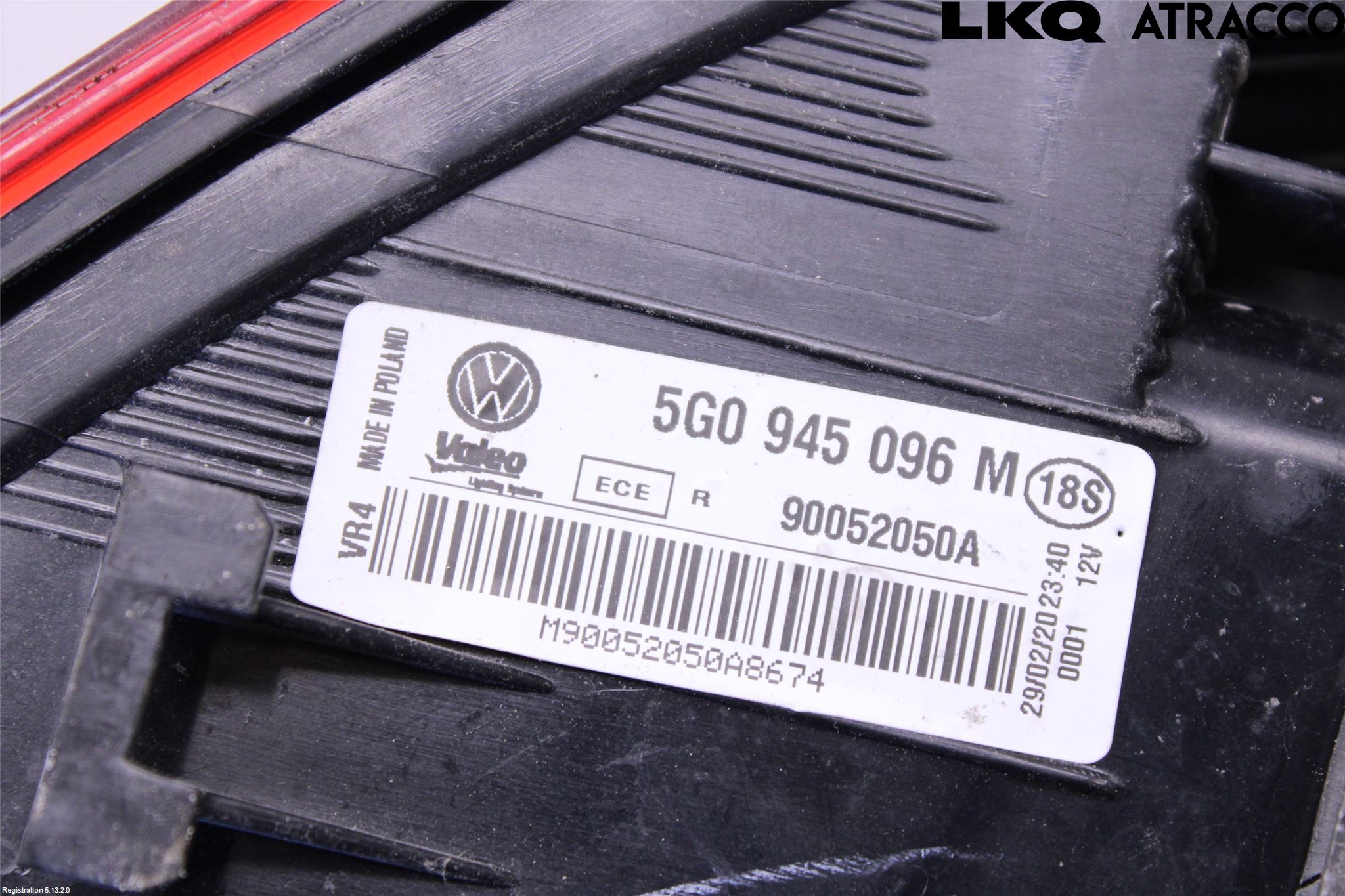 Volkswagen VW GOLF / E-GOLF VII 13-20 Bakljus Höger