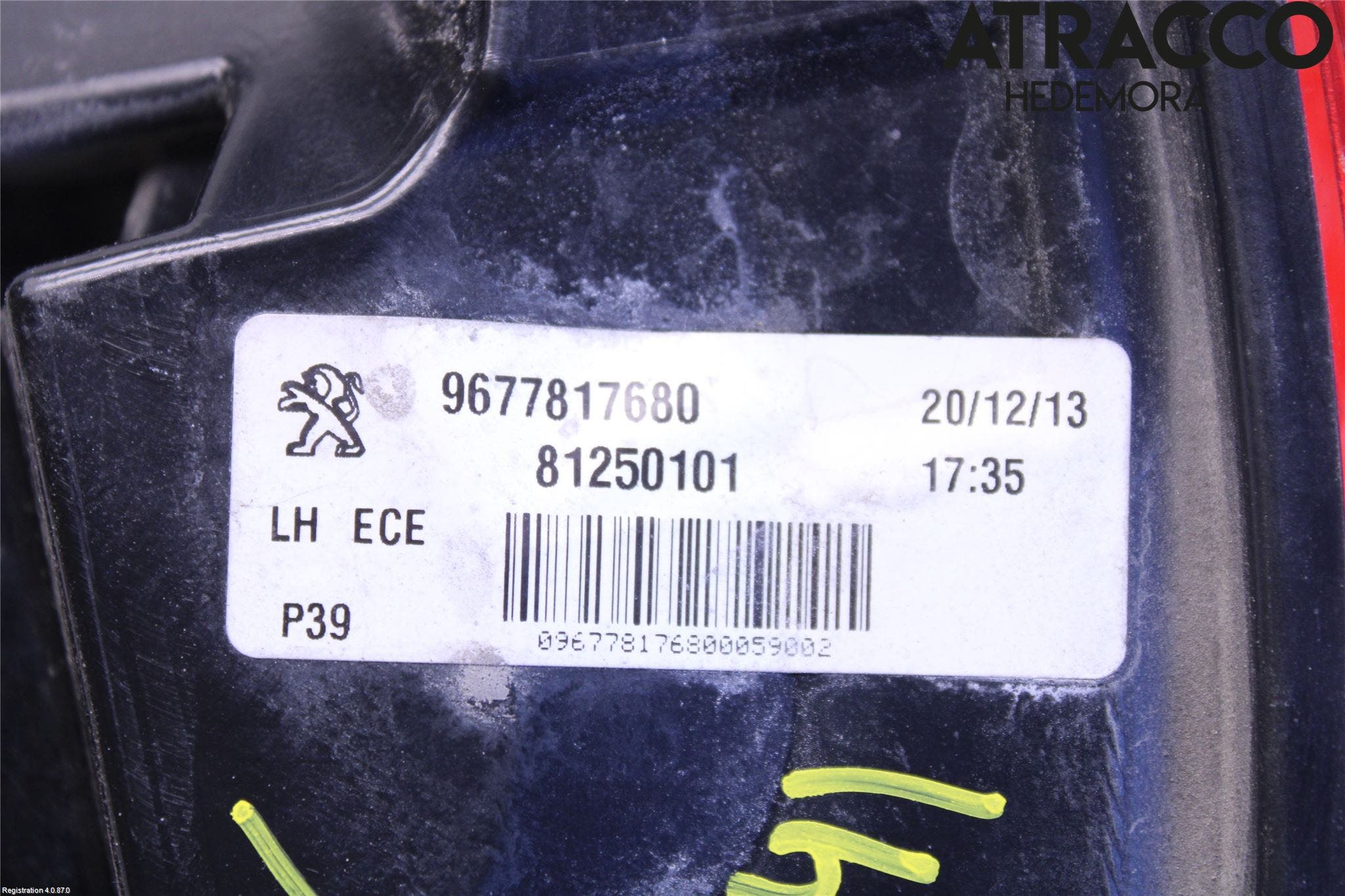 Peugeot 308 14-21 Bakljus Vänster