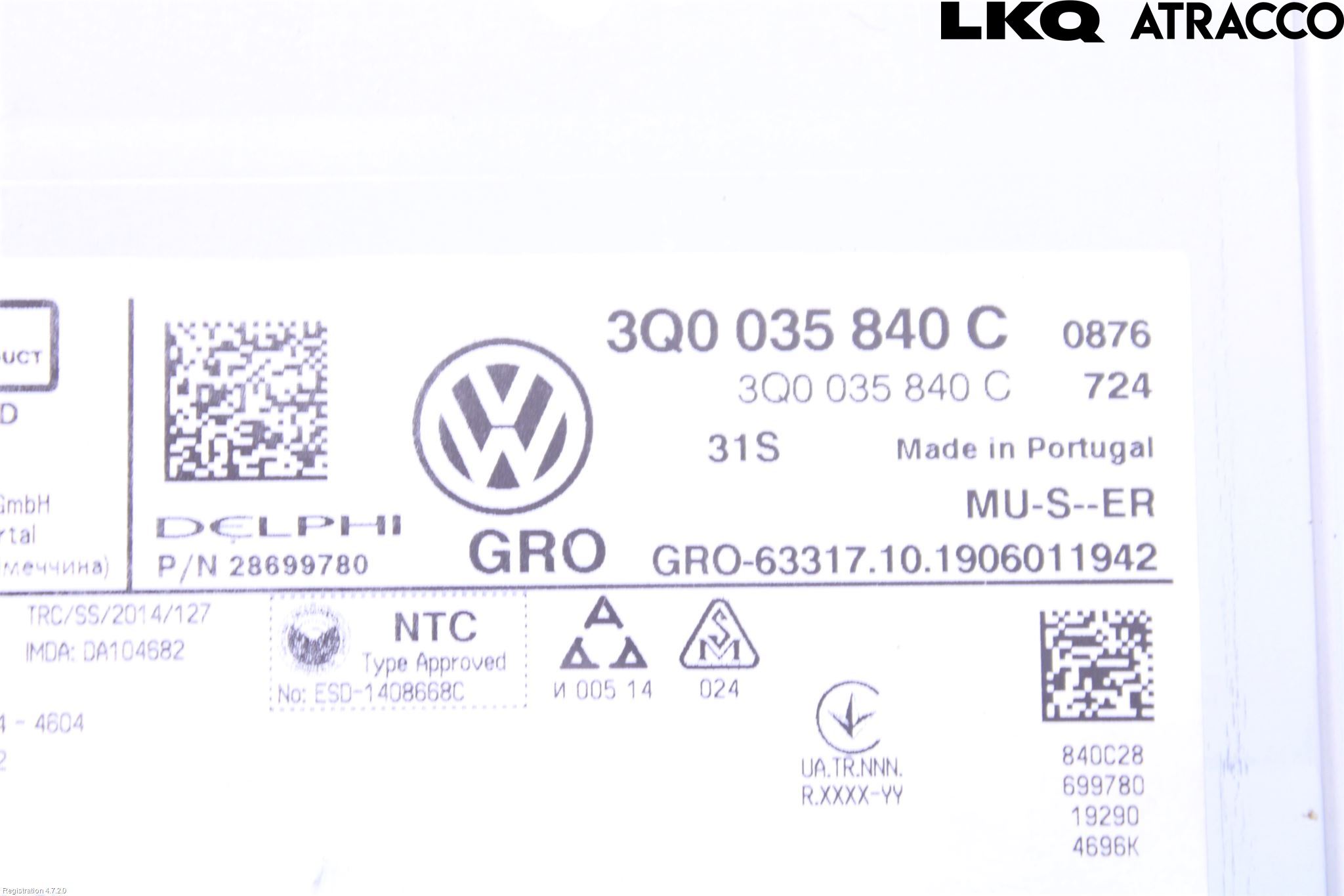 Volkswagen VW T-ROC 18- Cd Radio - Multimediapanel