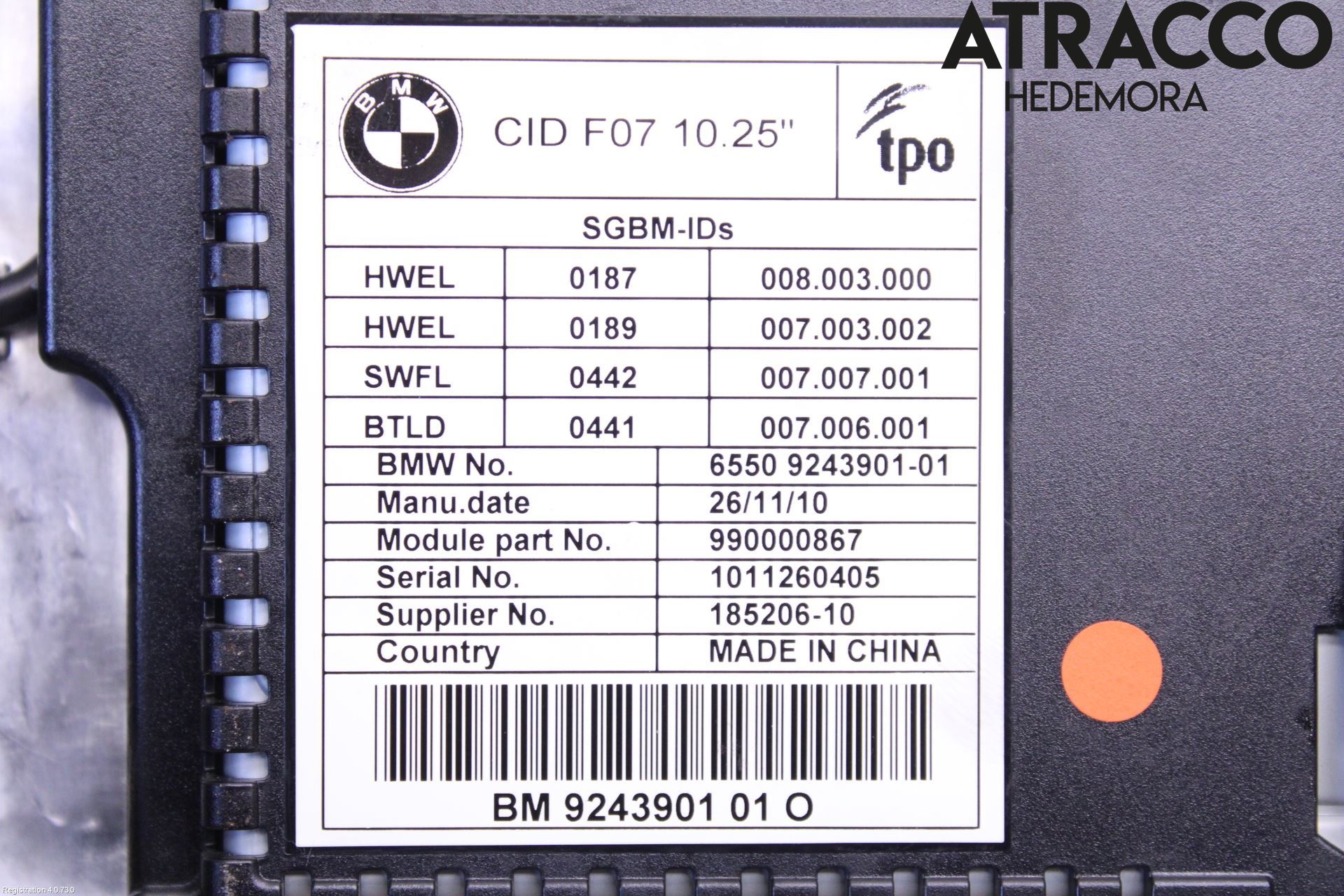 BMW 5 F10/F11/F18 09-17 Cd Radio - Multimediapanel