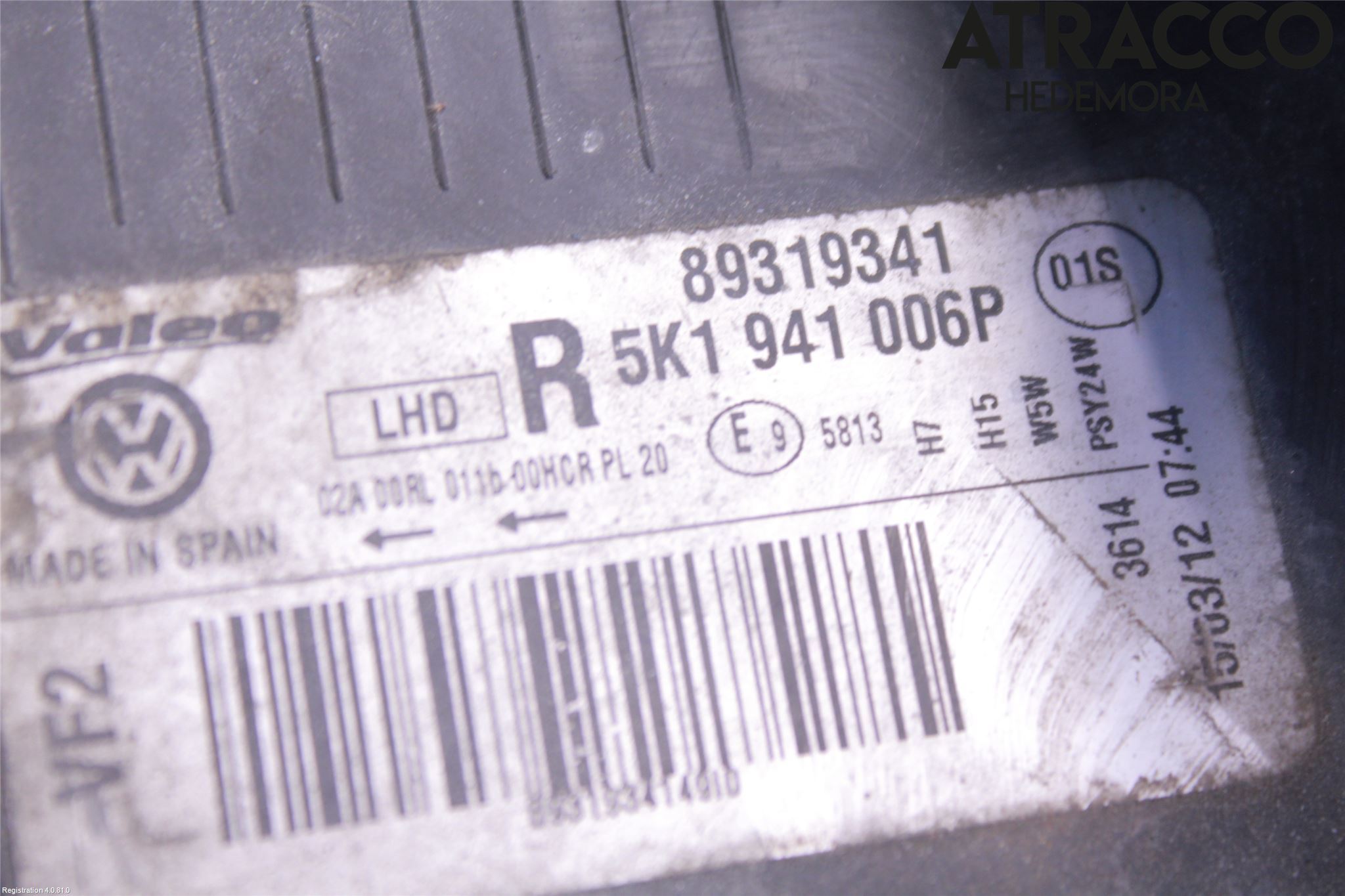 Volkswagen VW GOLF VI 09-13 Strålkastare Höger