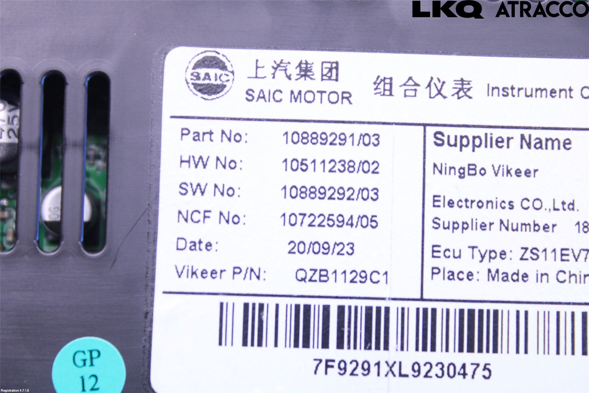 MG ZS EV 20- Instrument Komb