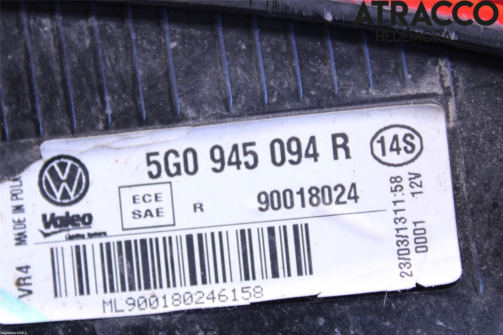 Volkswagen VW GOLF / E-GOLF VII 13-20 Bakljus Lucka Hö