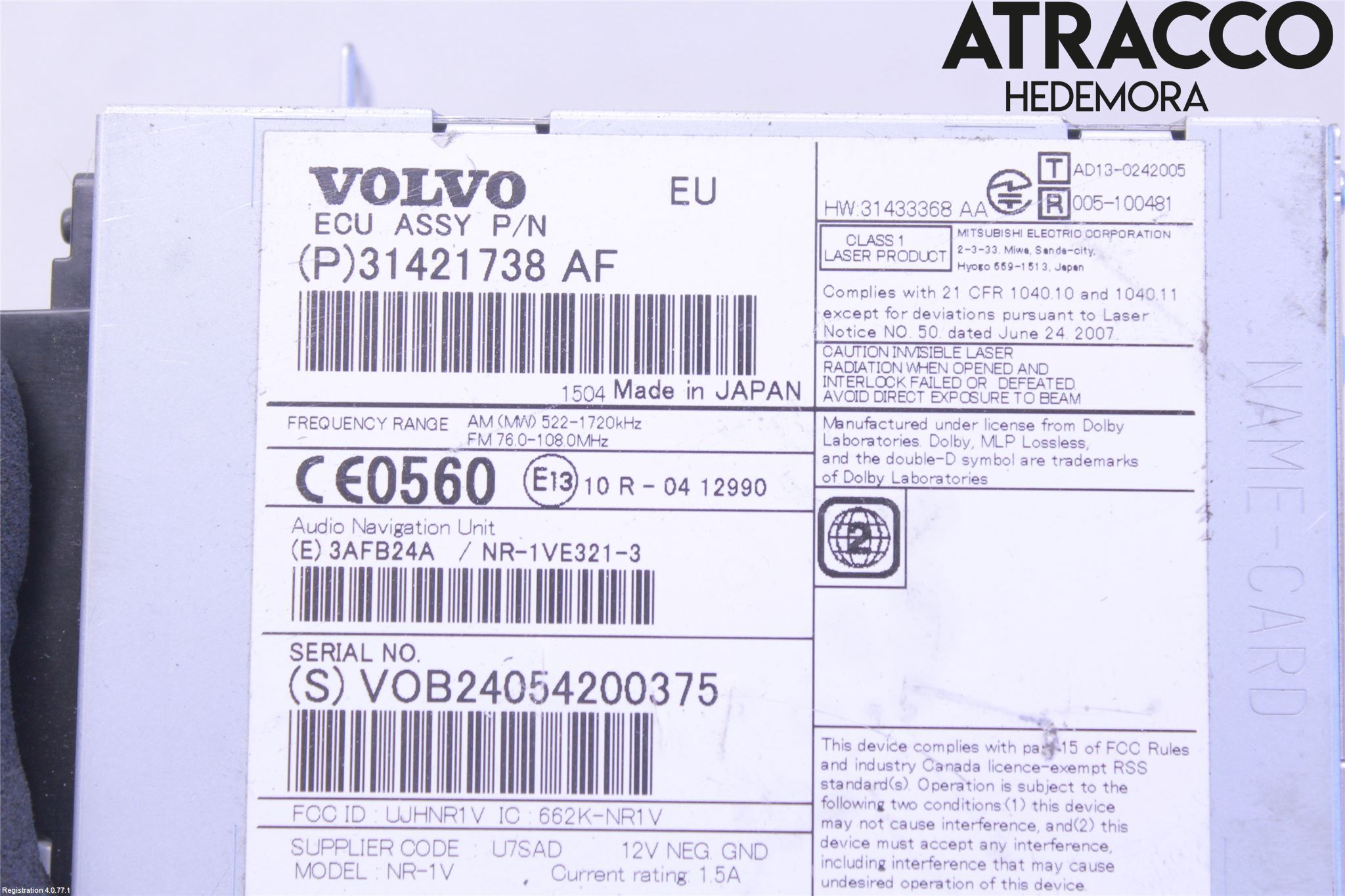 Volvo V70 14-16 Cd Radio - Multimediapanel