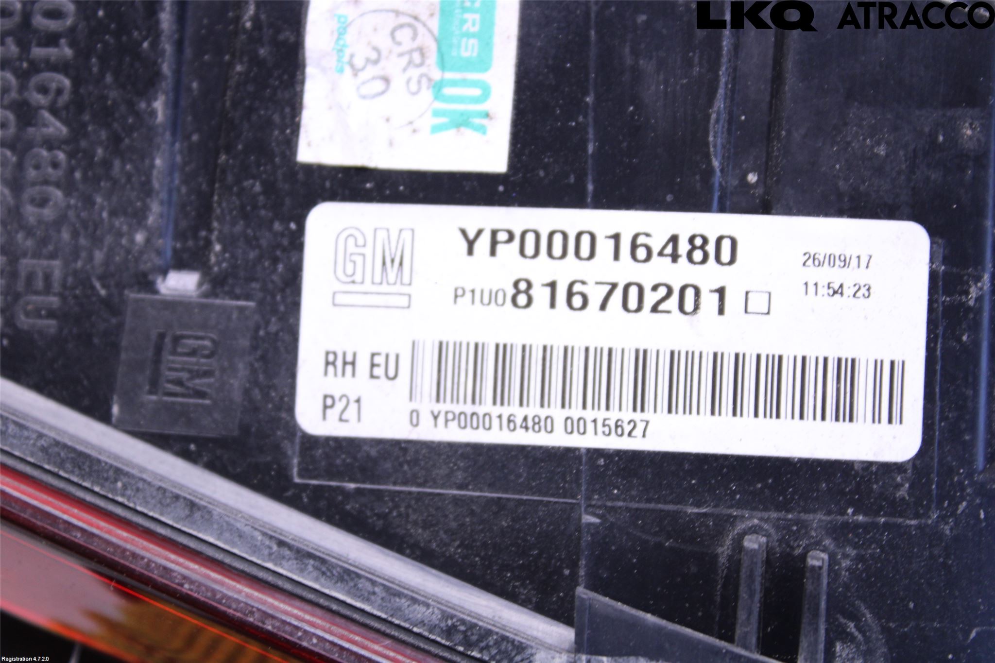 Opel GRANDLAND X 18- Bakljus Lucka Hö