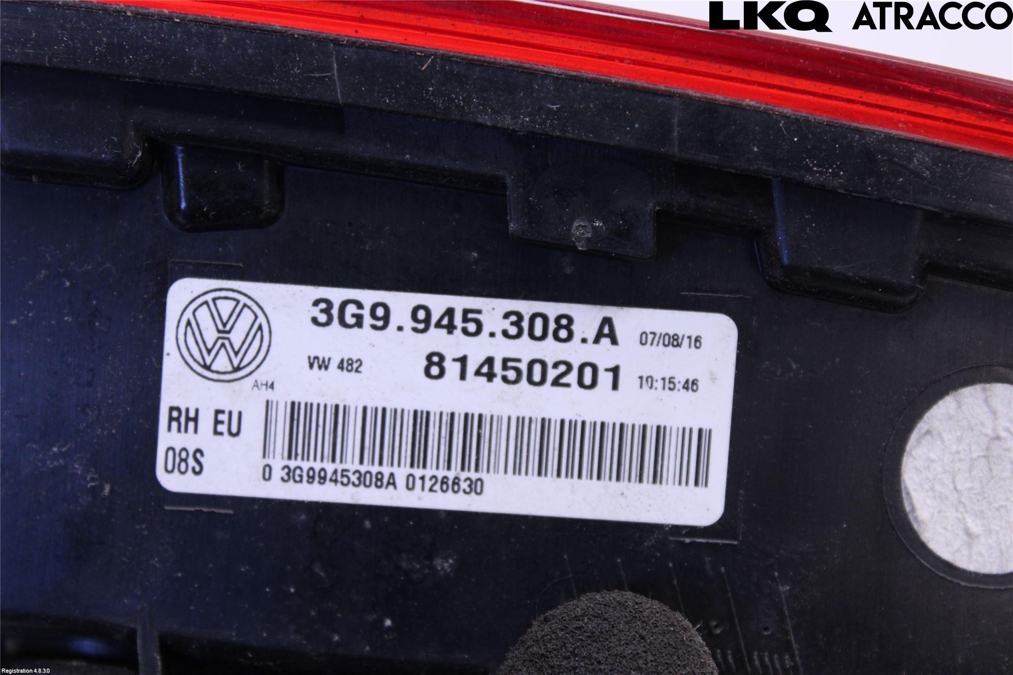Volkswagen VW PASSAT 15-19 Bakljus Lucka Hö