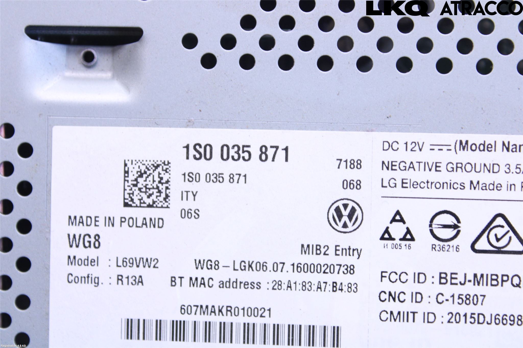 Volkswagen VW UP! / E-UP! Cd Radio - Multimediapanel