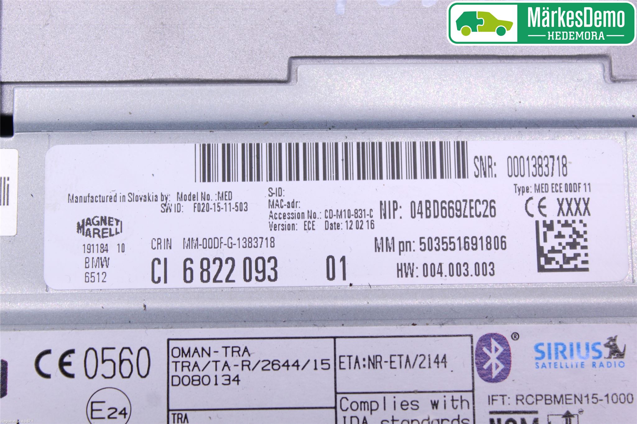 BMW 1 F20/F21 11-19 Cd Radio - Multimediapanel
