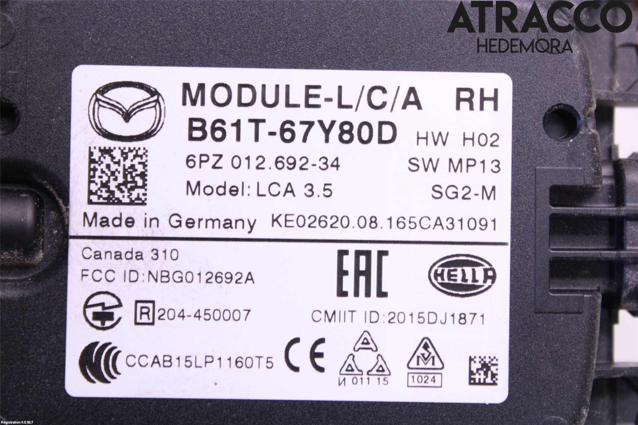 Mazda 3 III 14-19 Sensor Aktivt Kollisionsskydd