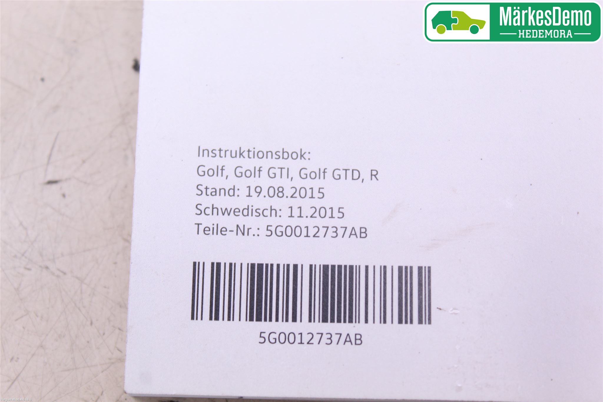 Volkswagen VW GOLF / E-GOLF VII 13-20 Instruktionsbok