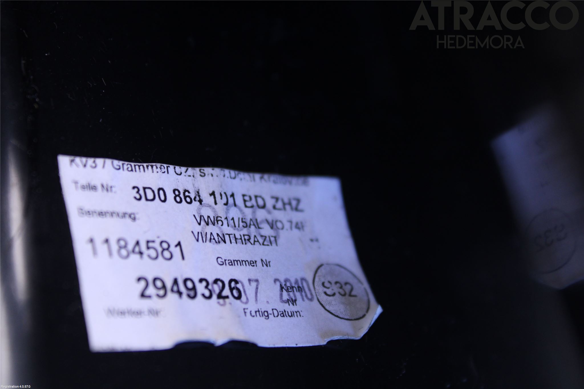 Volkswagen VW PHAETON Inr Tunnelfack