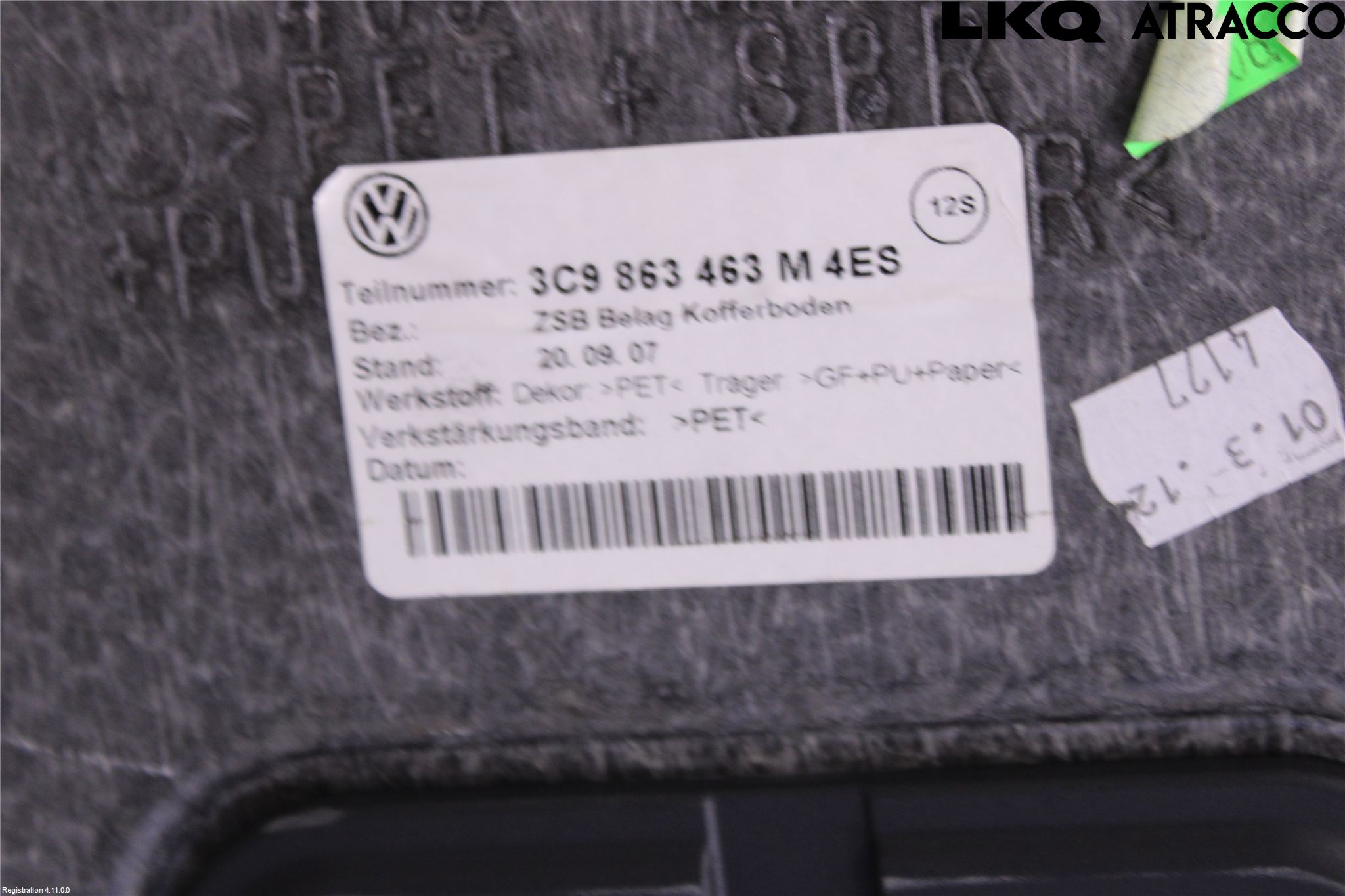 Volkswagen VW PASSAT 11-14 Inrbagagerumklädsel-Golv