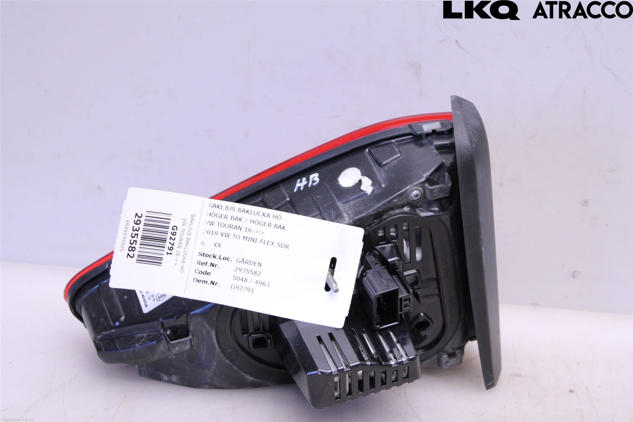 Volkswagen VW TOURAN 16- Bakljus Lucka Hö