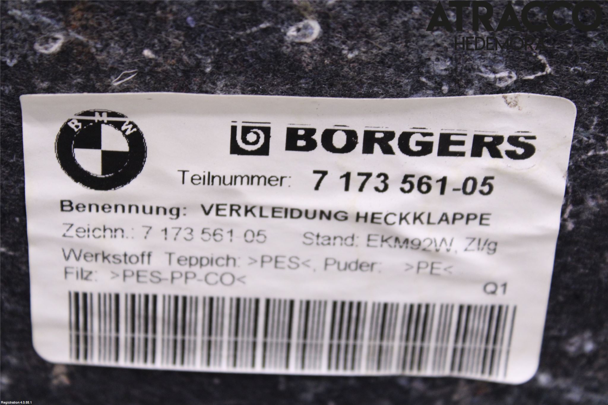 BMW 1 E82/88 Coupé/Cab 06-13 Inredning Bakluckeklädsel