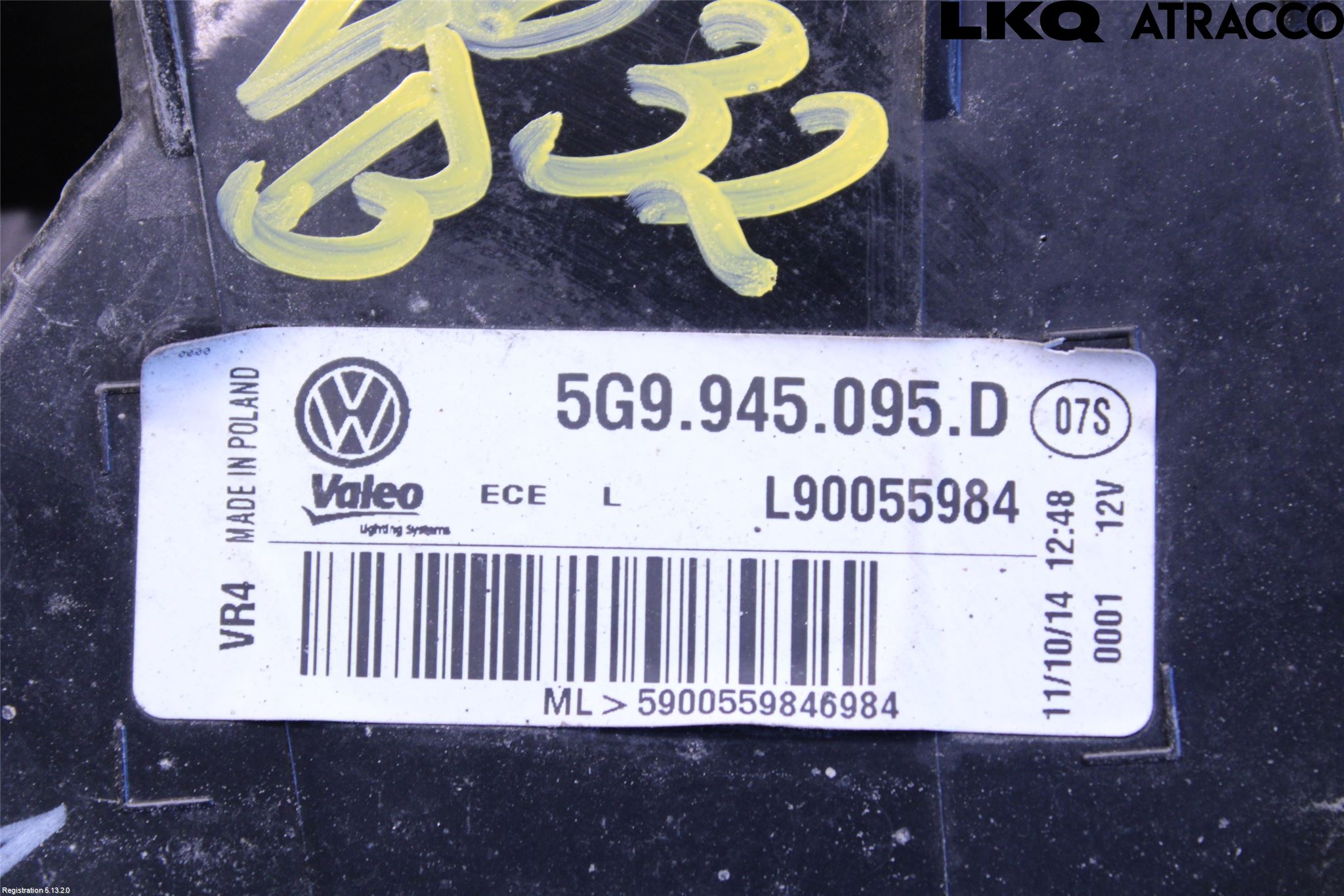 Volkswagen VW GOLF / E-GOLF VII 13-20 Bakljus Vänster