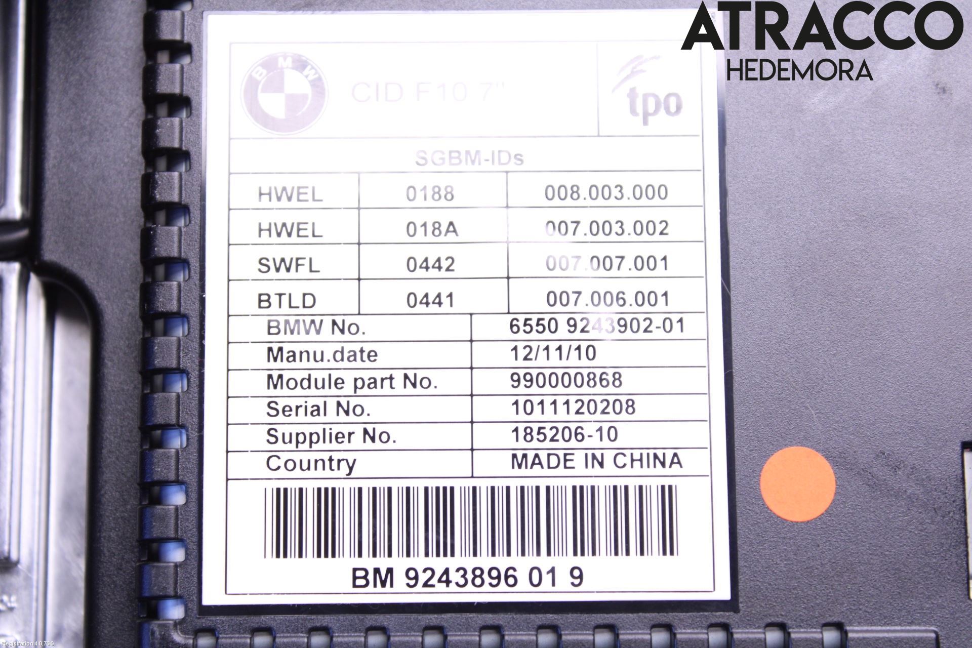 BMW 5 F10/F11/F18 09-17 Cd Radio - Multimediapanel