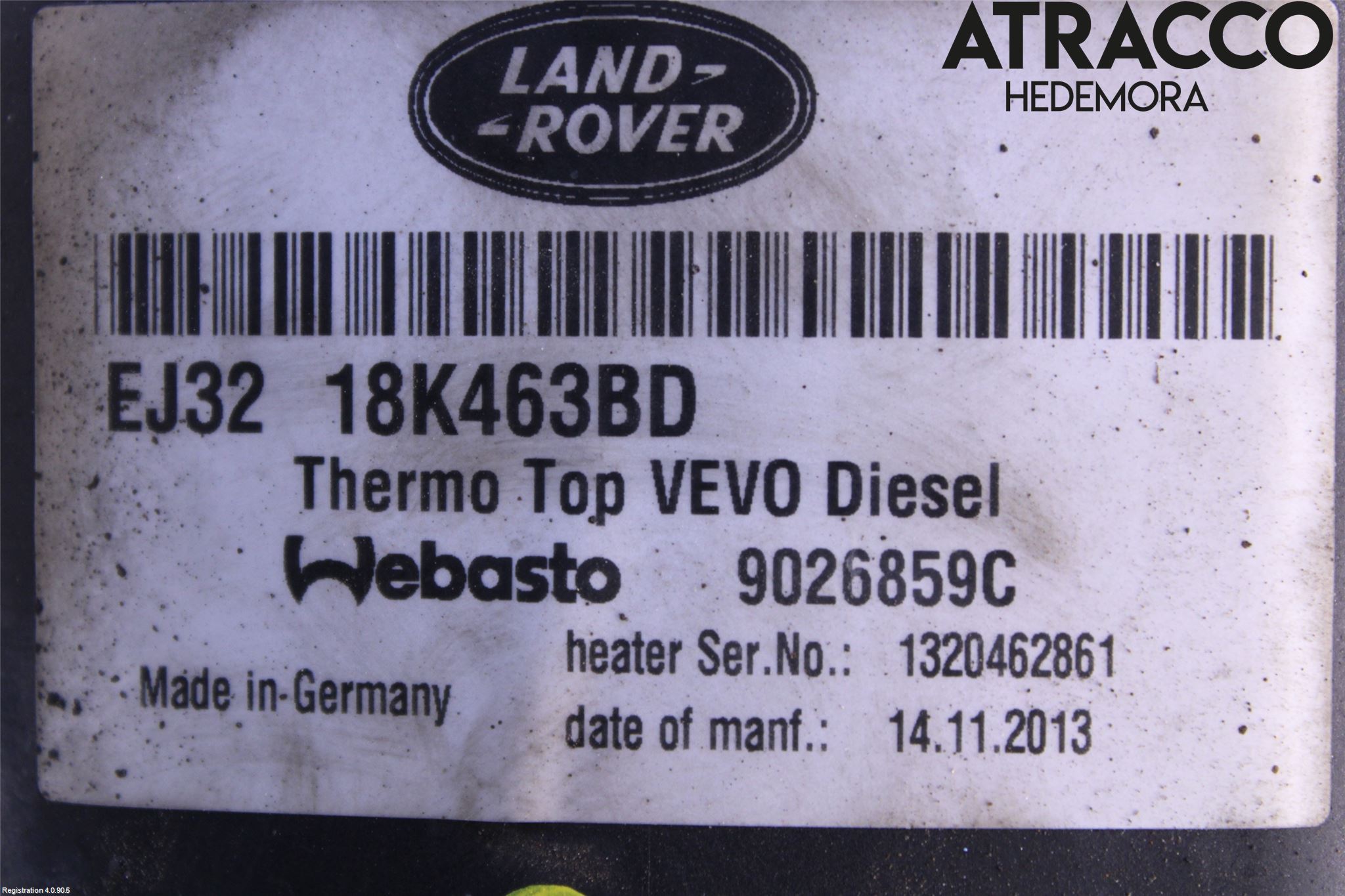 Landrover LAND ROVER RANGE ROVER EVOQUE (L538) 11-18 Dieselvärmare