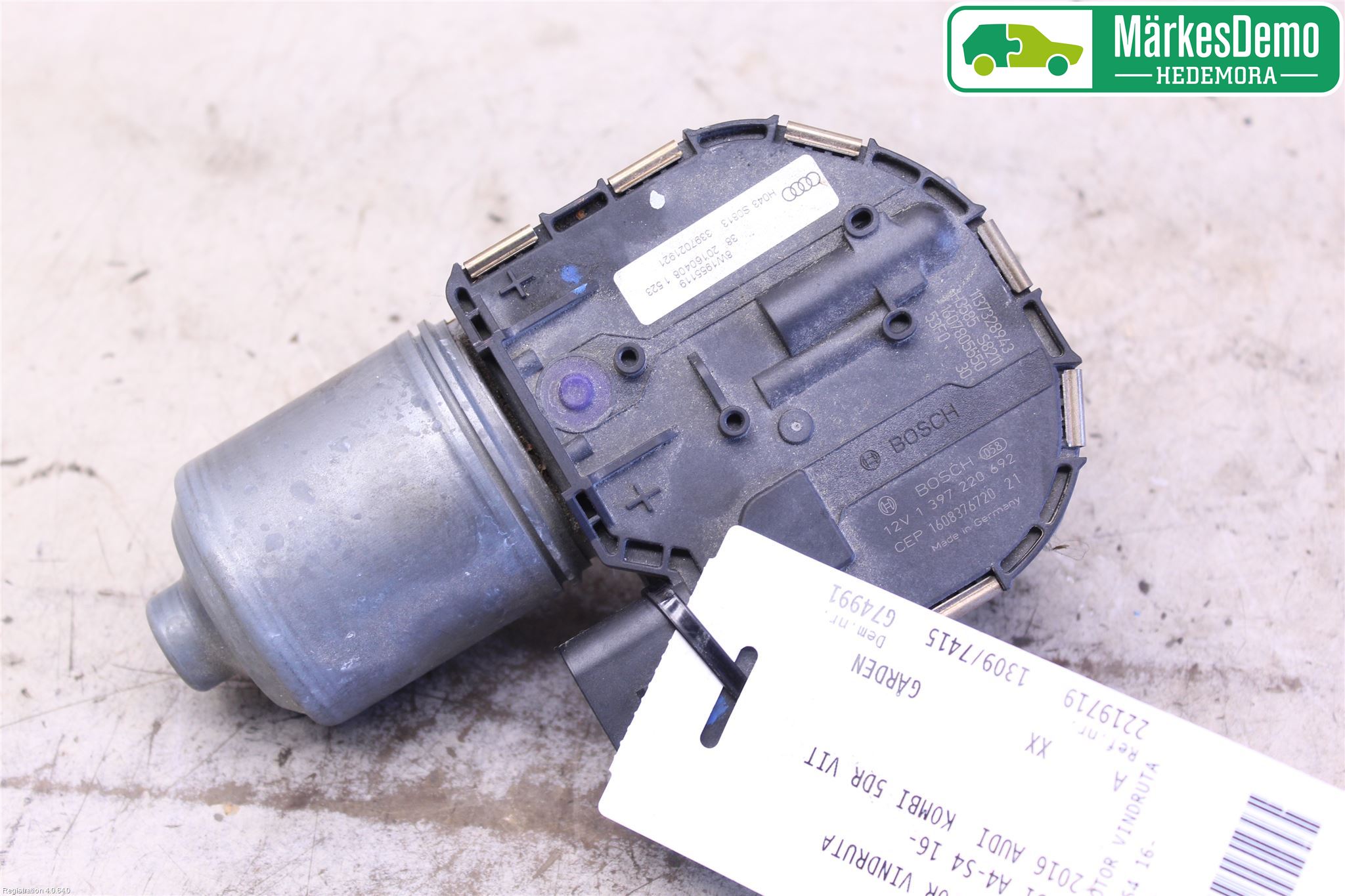 Audi A4/S4 B9 16-19 Torkarmotor Vindruta