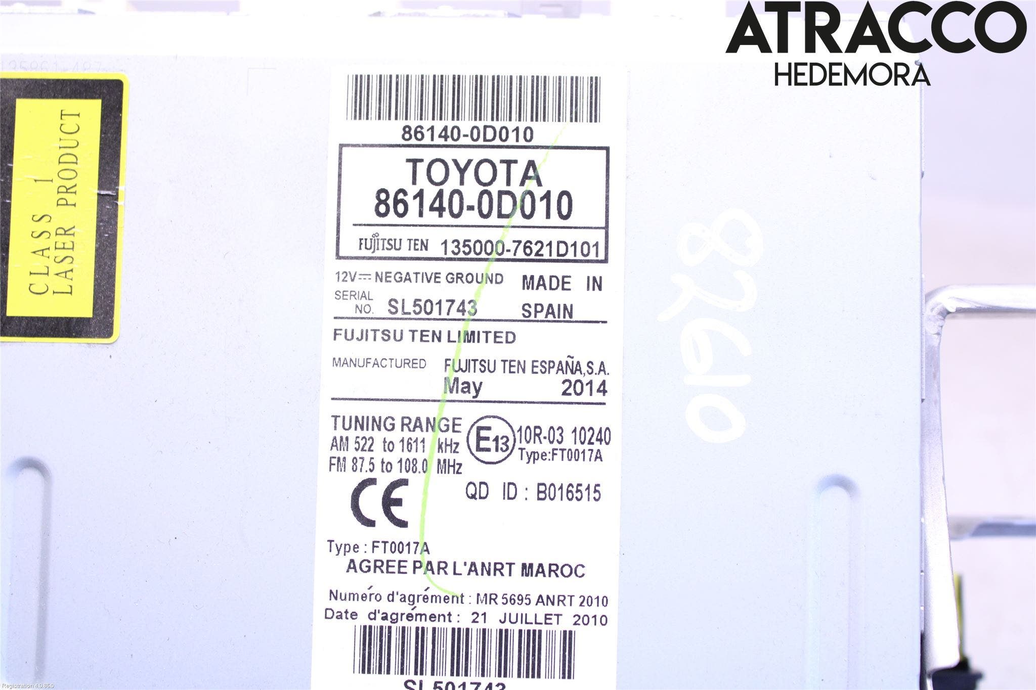 Toyota YARIS XP130 12-14 Cd Radio - Multimediapanel