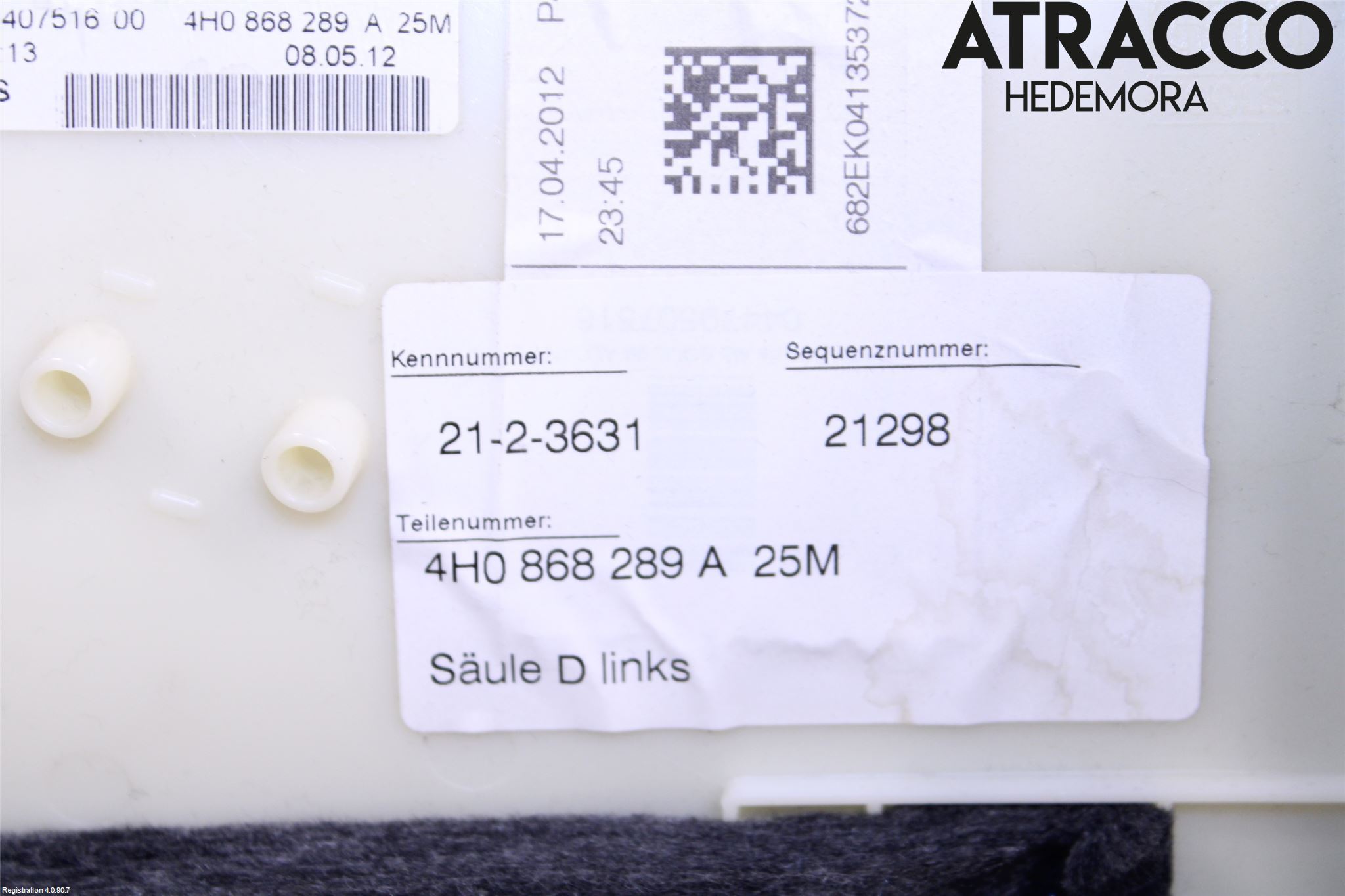 Audi A8/S8 4H 10-17 Inr Plastd A-B-C Stolpe