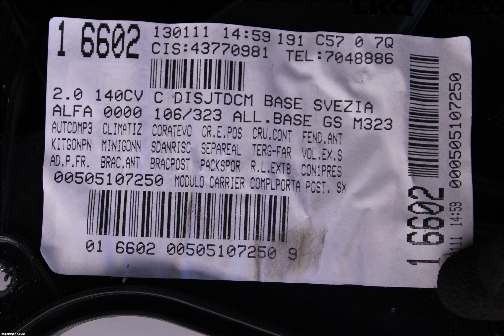 Alfa GIULIETTA Fönsterhiss El Kompl