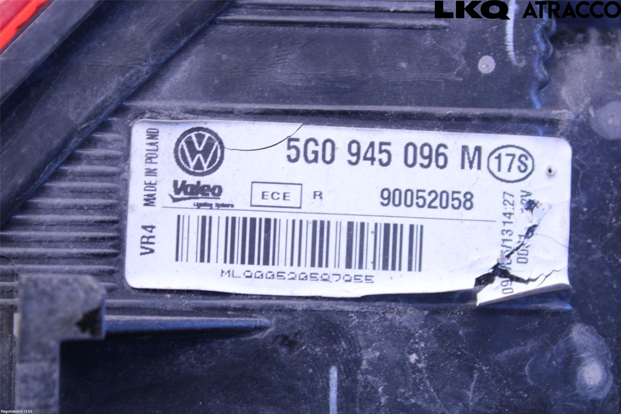 Volkswagen VW GOLF / E-GOLF VII 13-20 Bakljus Höger