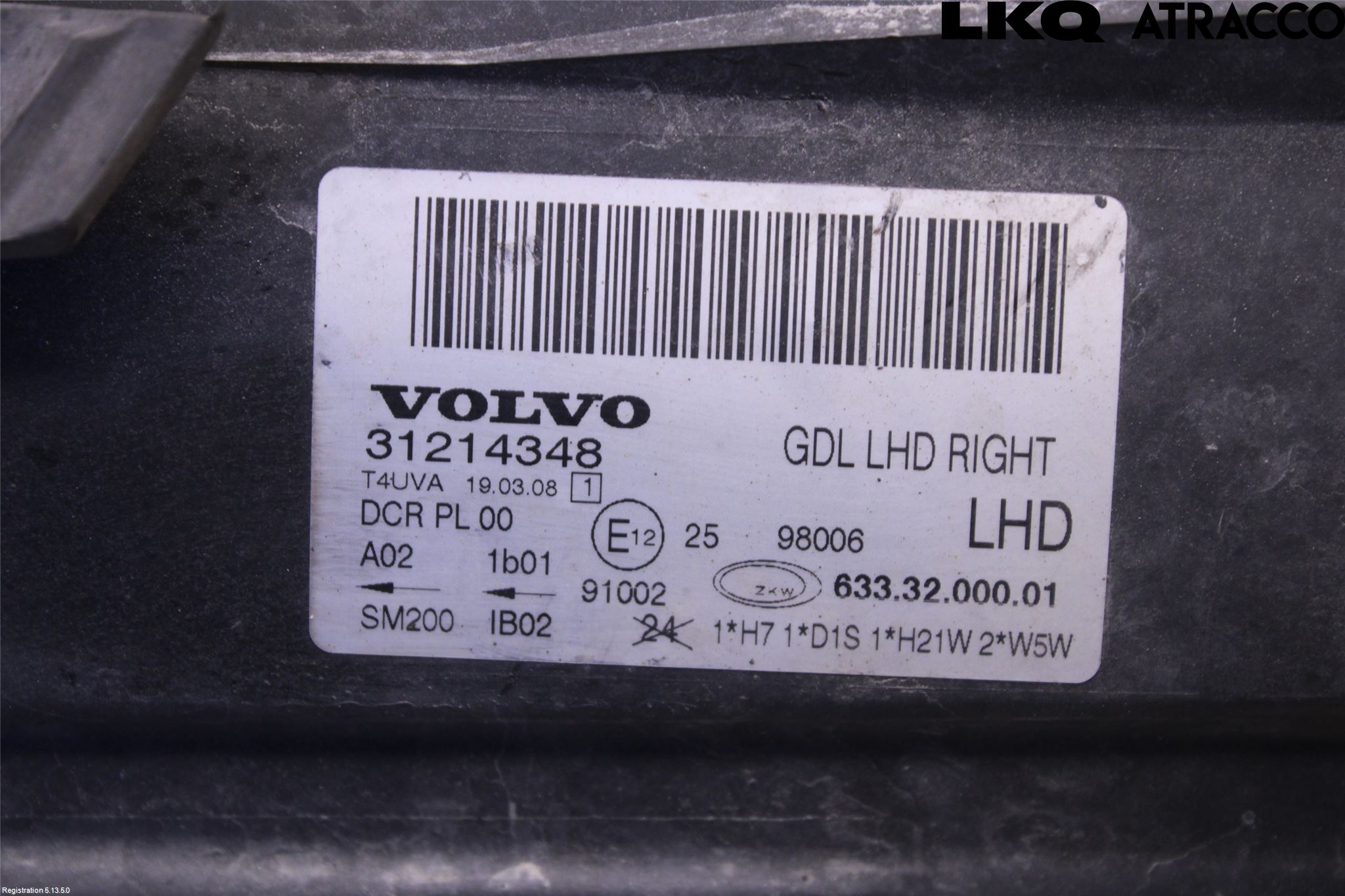 Volvo V70 08-13 Strålkastare Höger