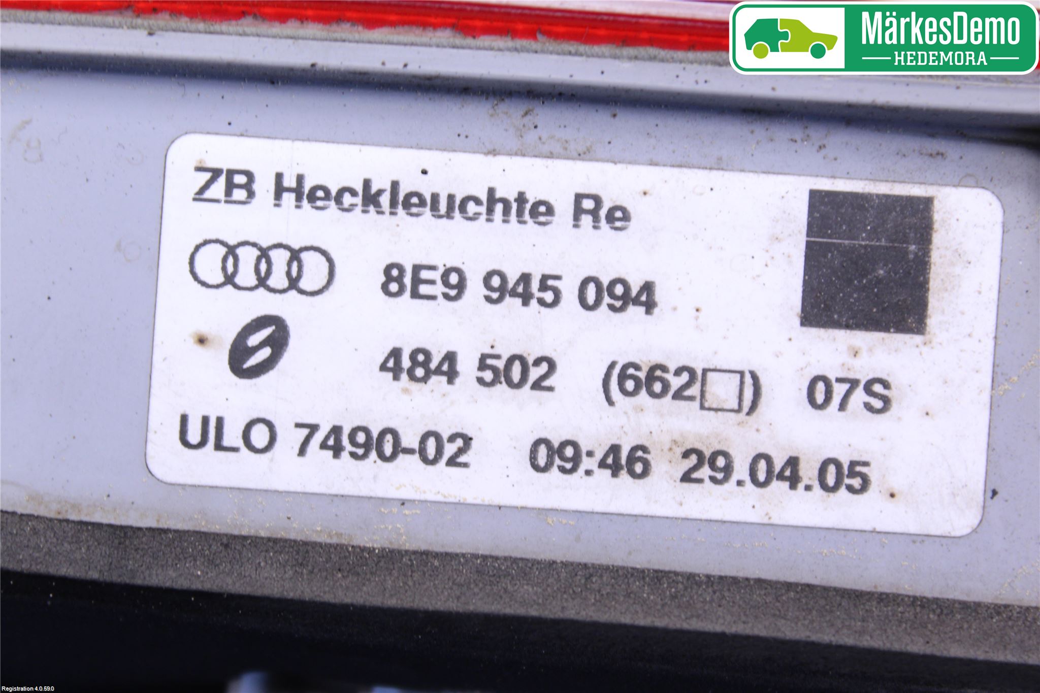 Audi A4/S4 05-07 Bakljus Lucka Hö