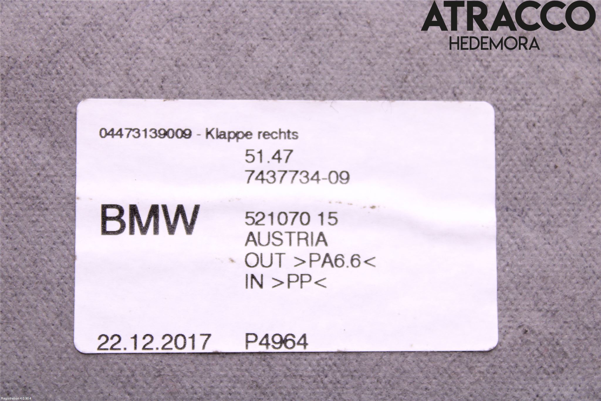 BMW 5 G30/G31/F90 17-23 Inredning Bakstam