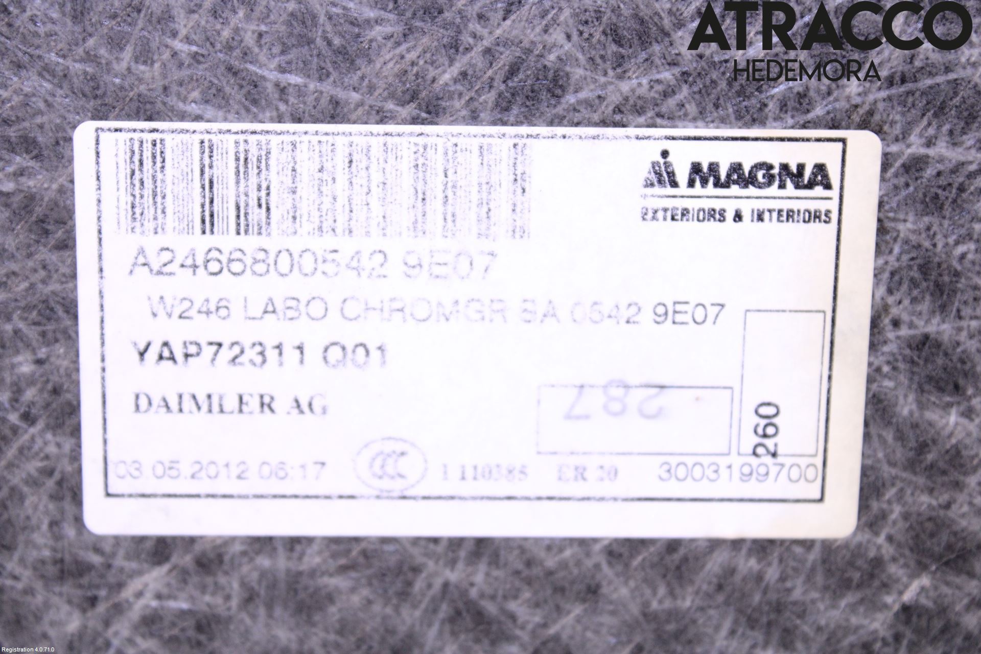 Mercedes-Benz MB B-KLASS (W246/W242) 12-19 Lastmatta-Skydd