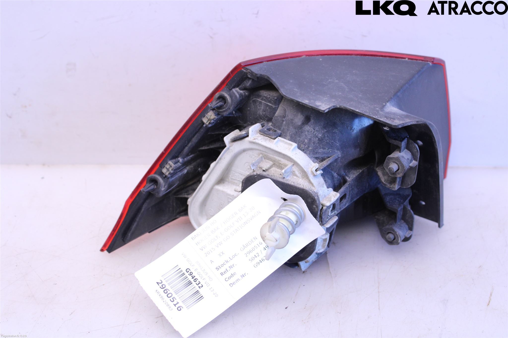 Volkswagen VW GOLF / E-GOLF VII 13-20 Bakljus Höger