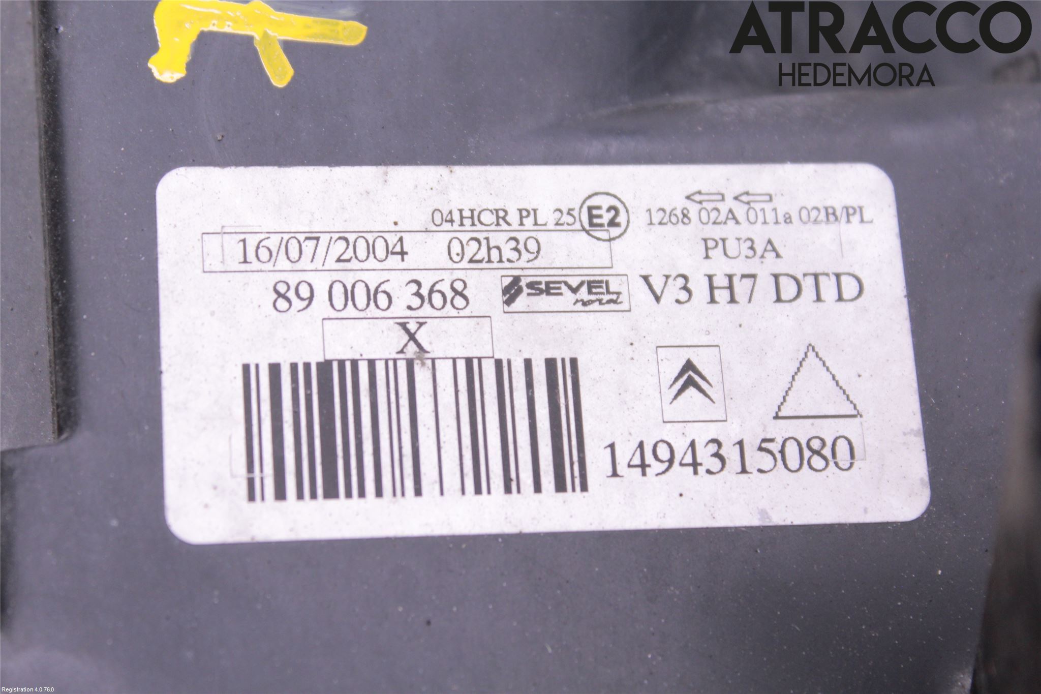 Citroen C8 Strålkastare Höger