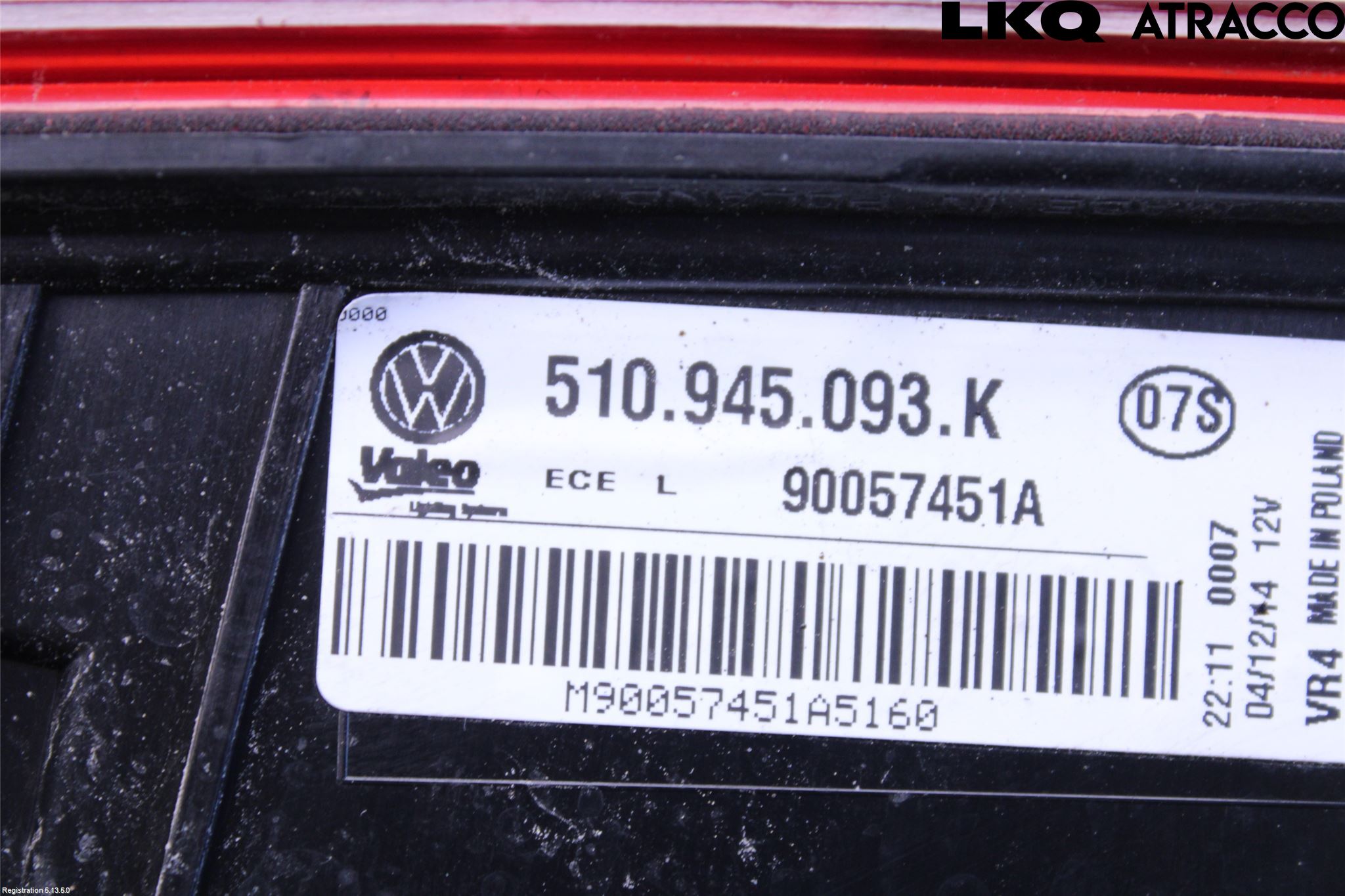 Volkswagen VW GOLF SPORTSVAN 15-20 Bakljus Lucka Vä