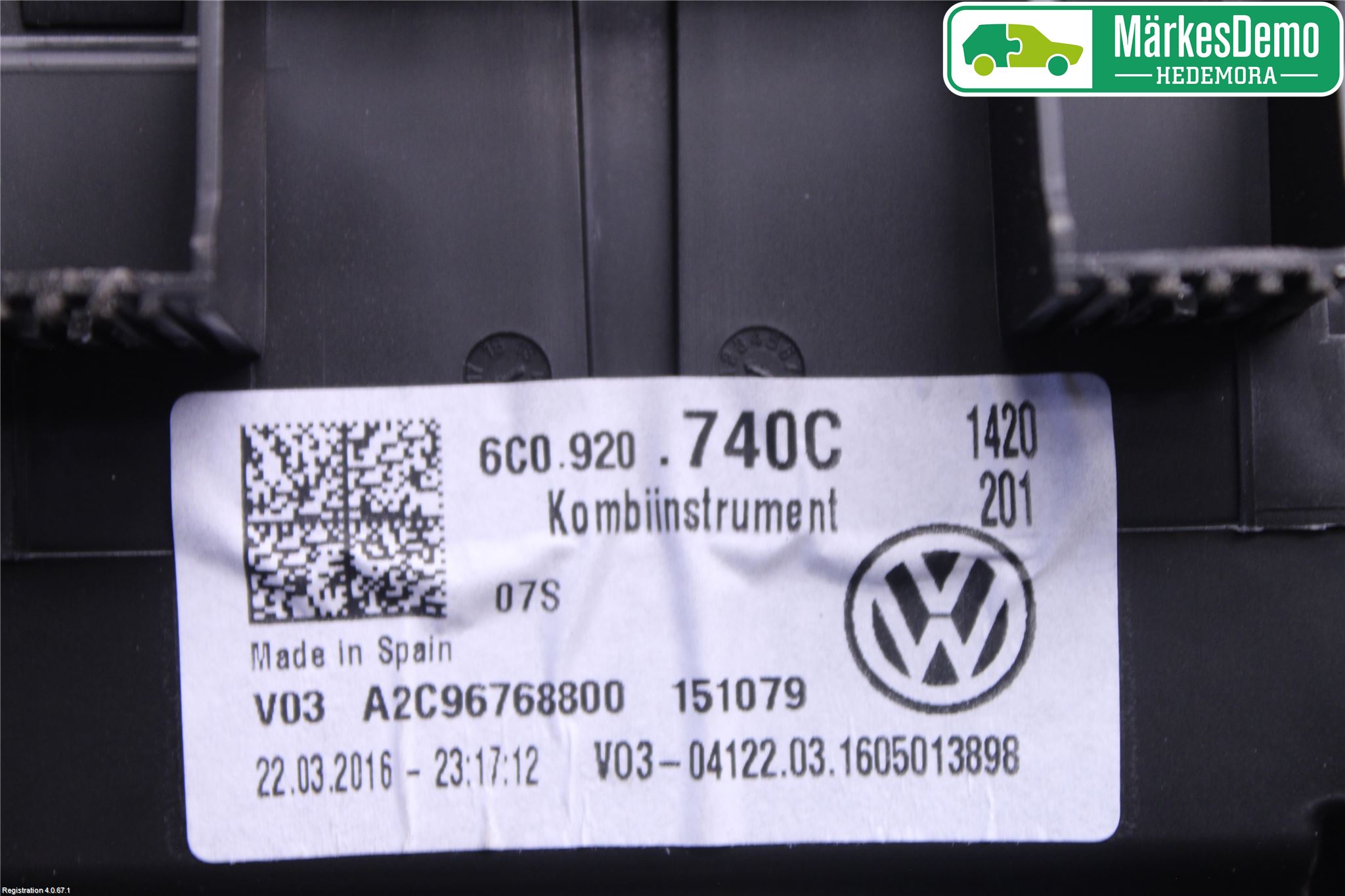 Volkswagen VW POLO 10-17 Instrument Komb