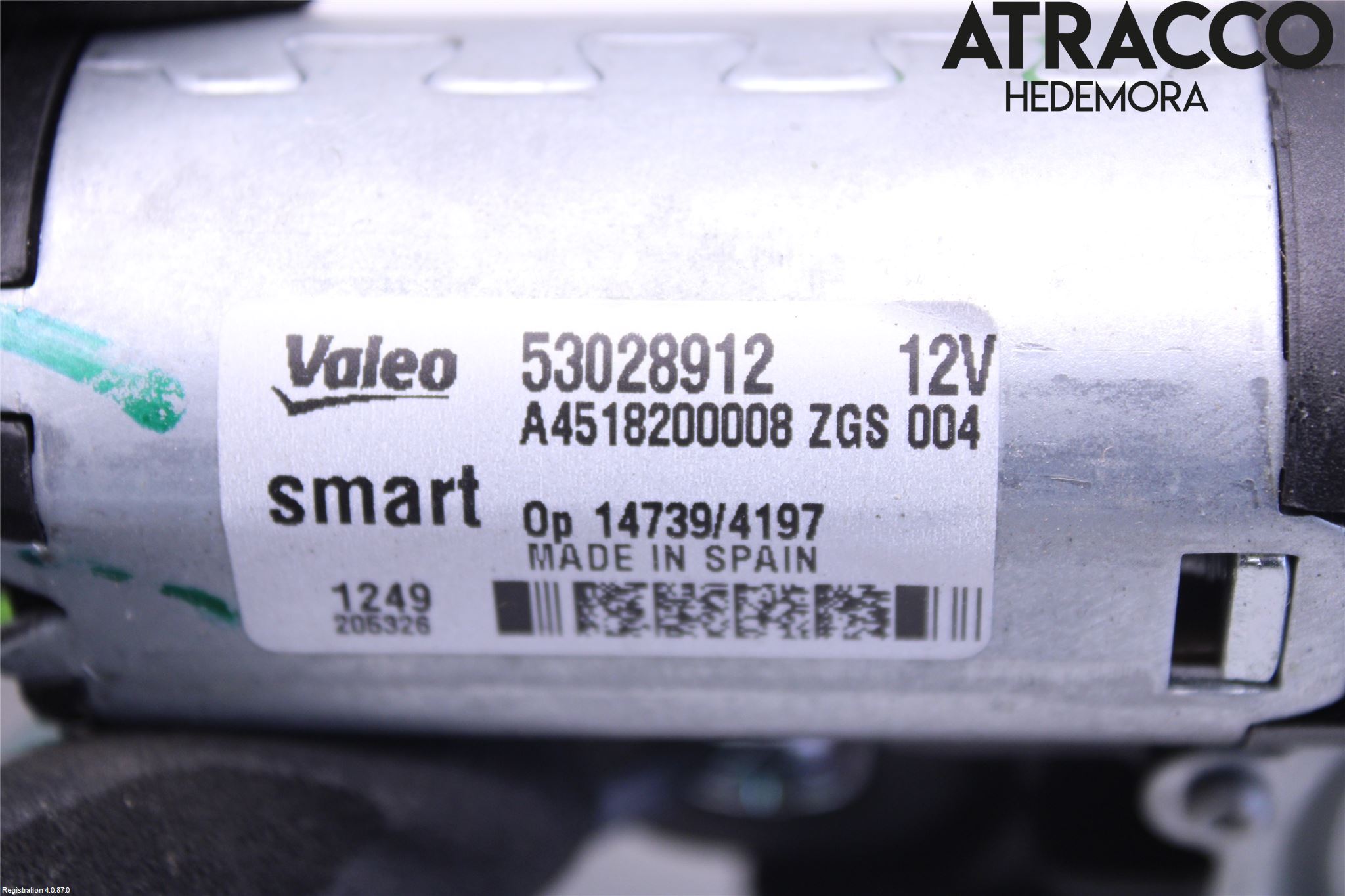 Smart FORTWO II 07-14 Torkarmotor Baklucka