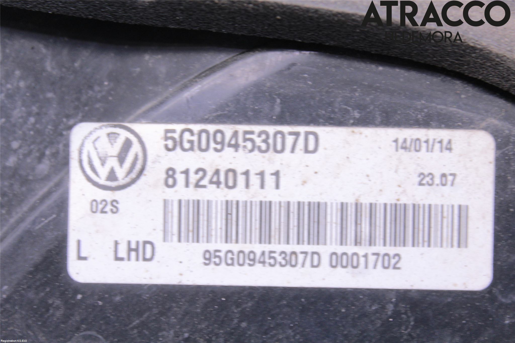 Volkswagen VW GOLF / E-GOLF VII 13-20 Bakljus Lucka Vä