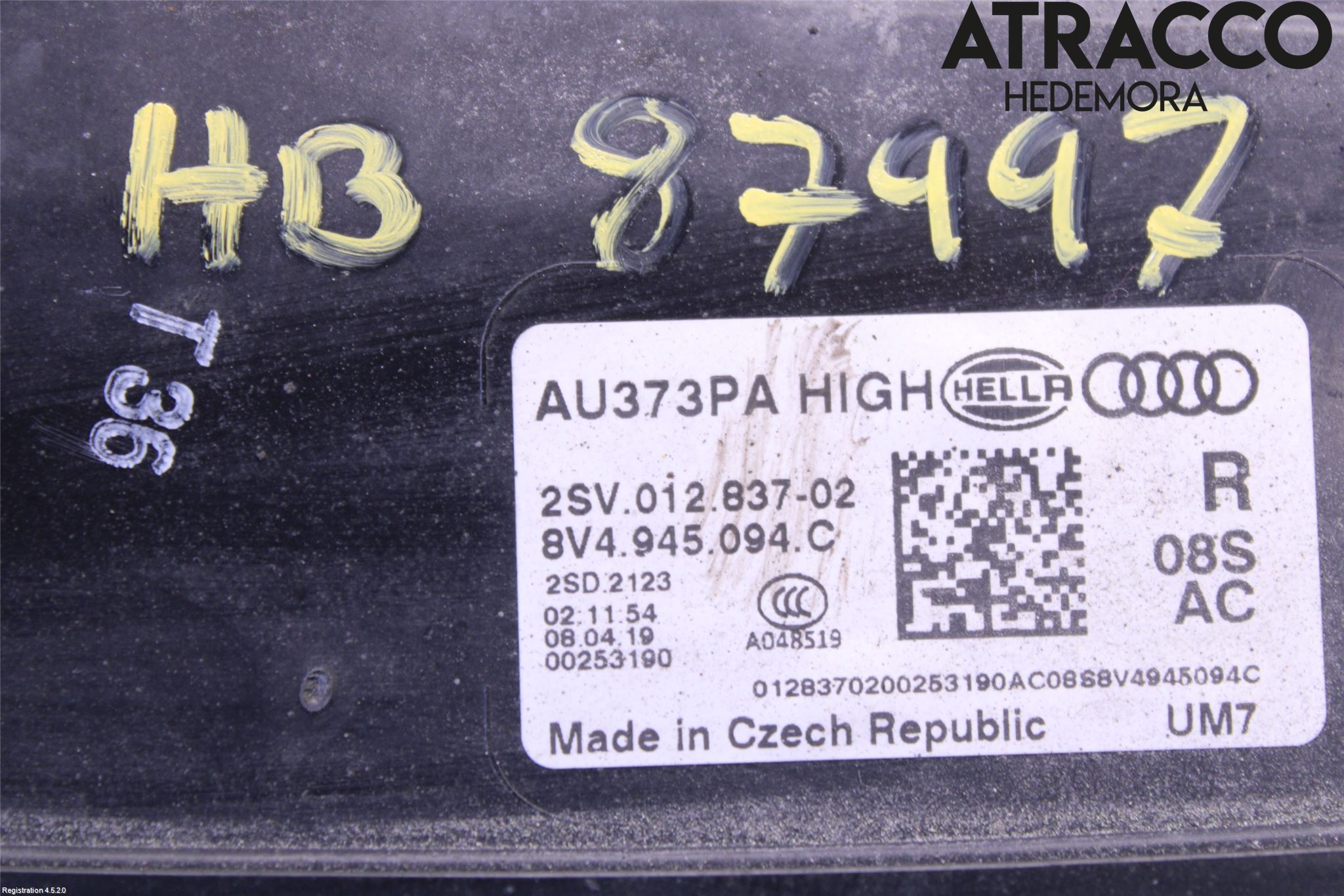 Audi A3/S3 8V 13-20 Bakljus Lucka Hö