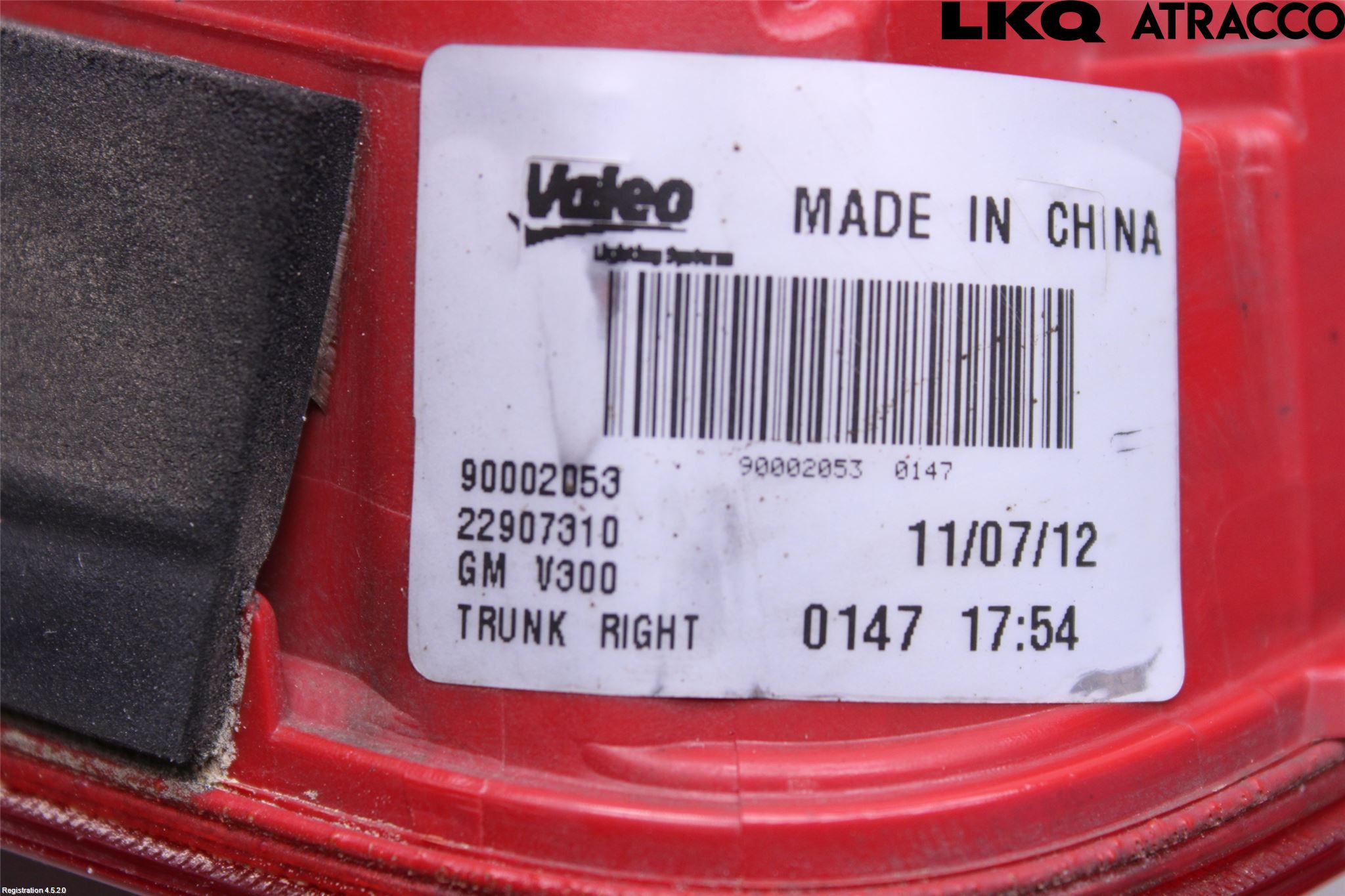 Chevrolet MALIBU Bakljus Lucka Hö