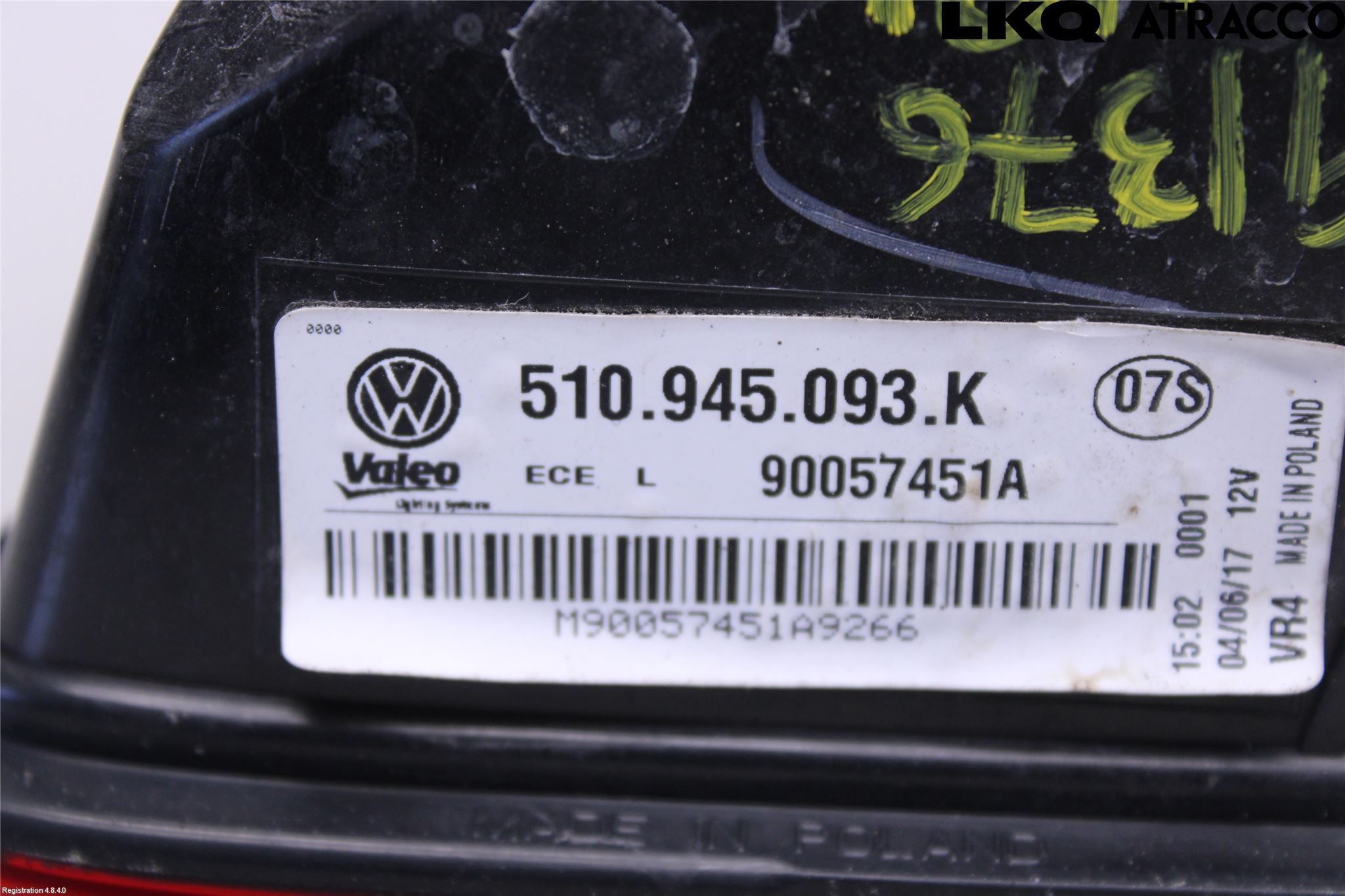 Volkswagen VW GOLF SPORTSVAN 15-20 Bakljus Lucka Vä