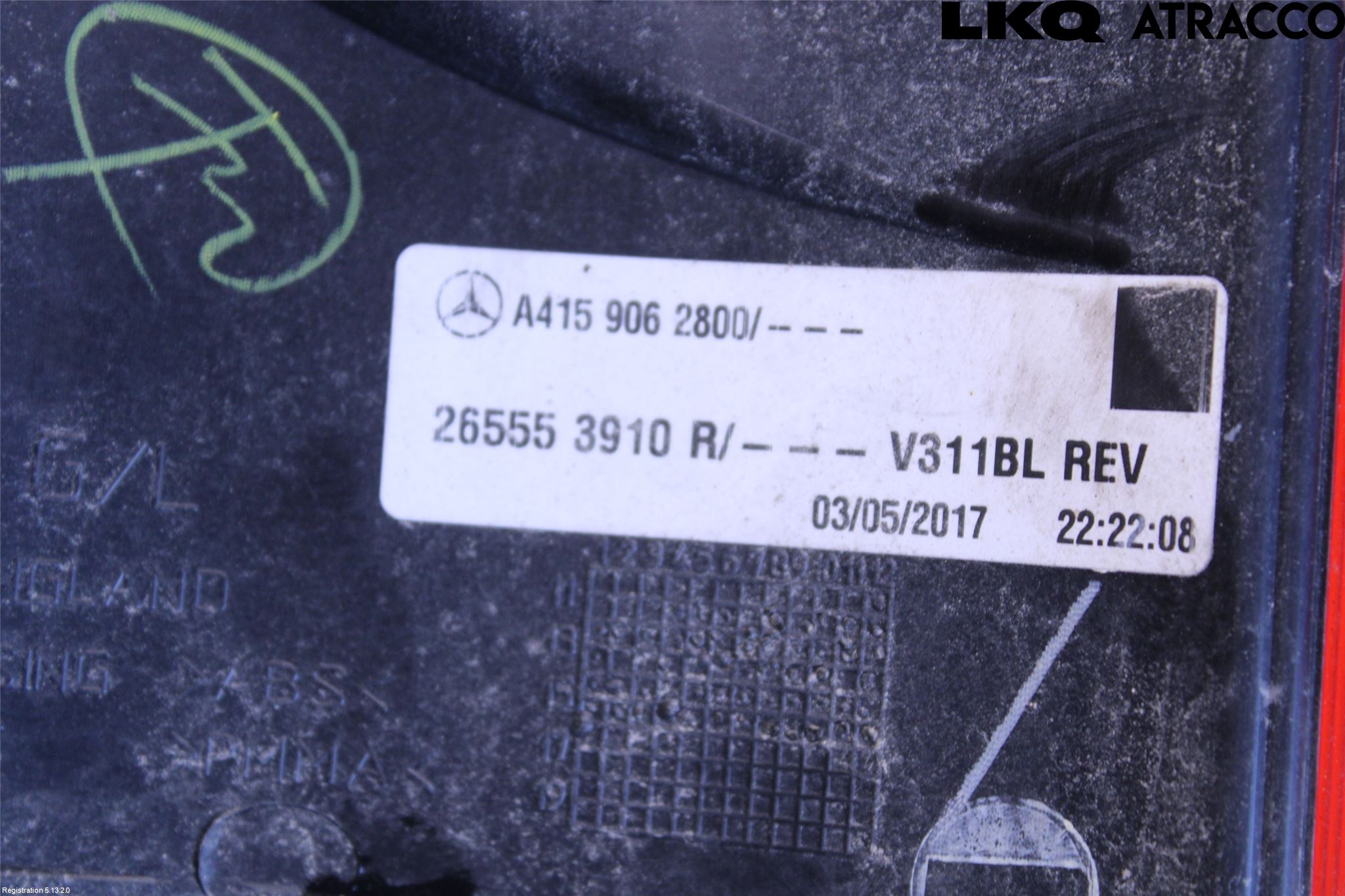 Mercedes-Benz MB CITAN (W415) 13-21 Bakljus Vänster