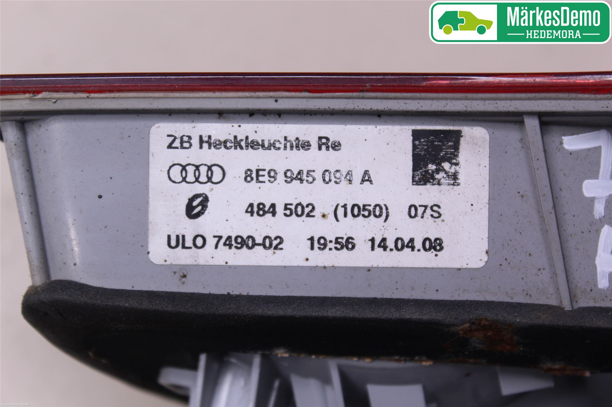 Audi A4/S4 05-07 Bakljus Lucka Hö